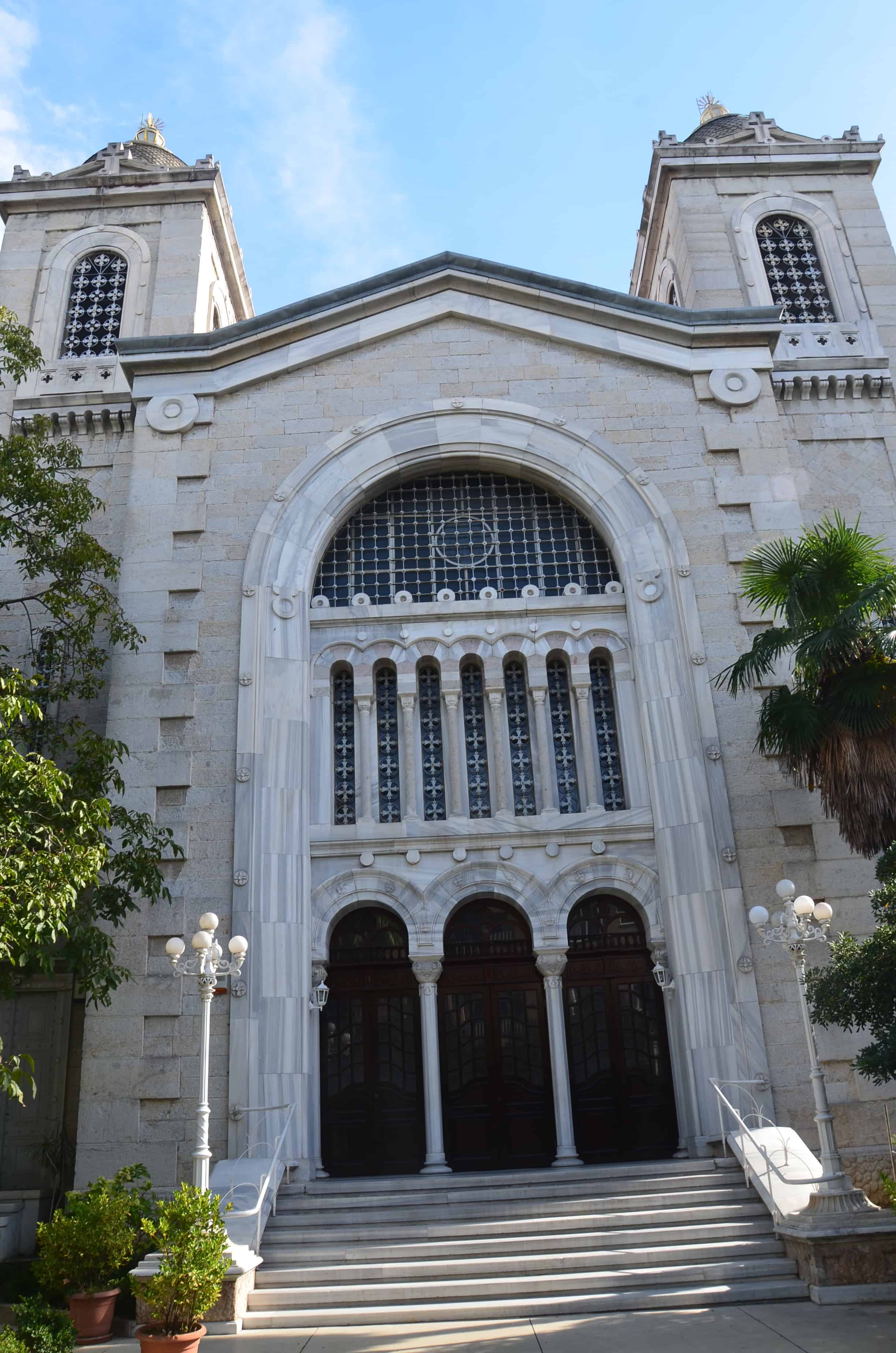 Entrance to Agia Triada Greek Orthodox Church in Moda, Kadıköy, Istanbul, Turkey