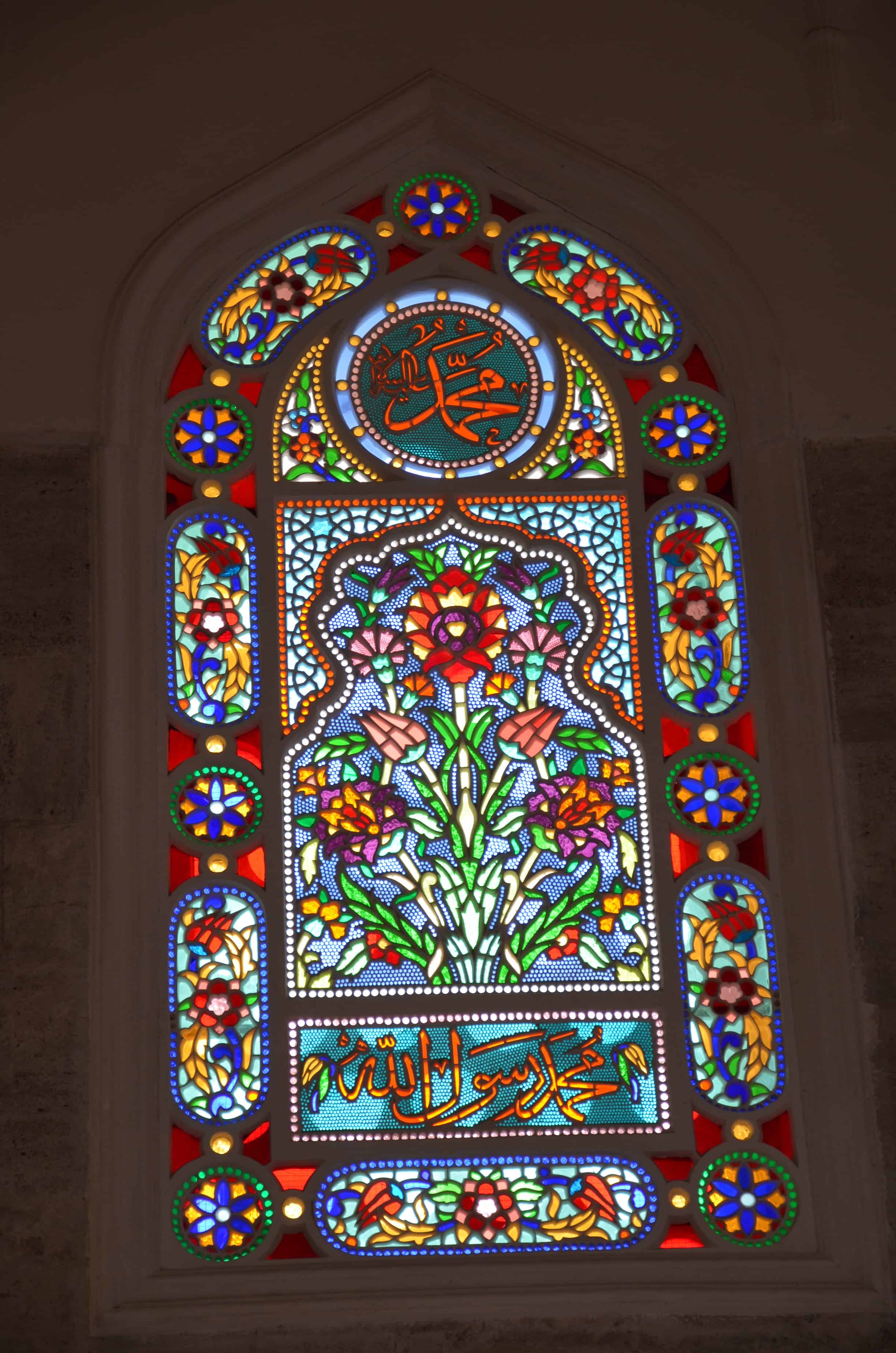 Stained glass window in the Şemsi Pasha Mosque in Üsküdar, Istanbul, Turkey