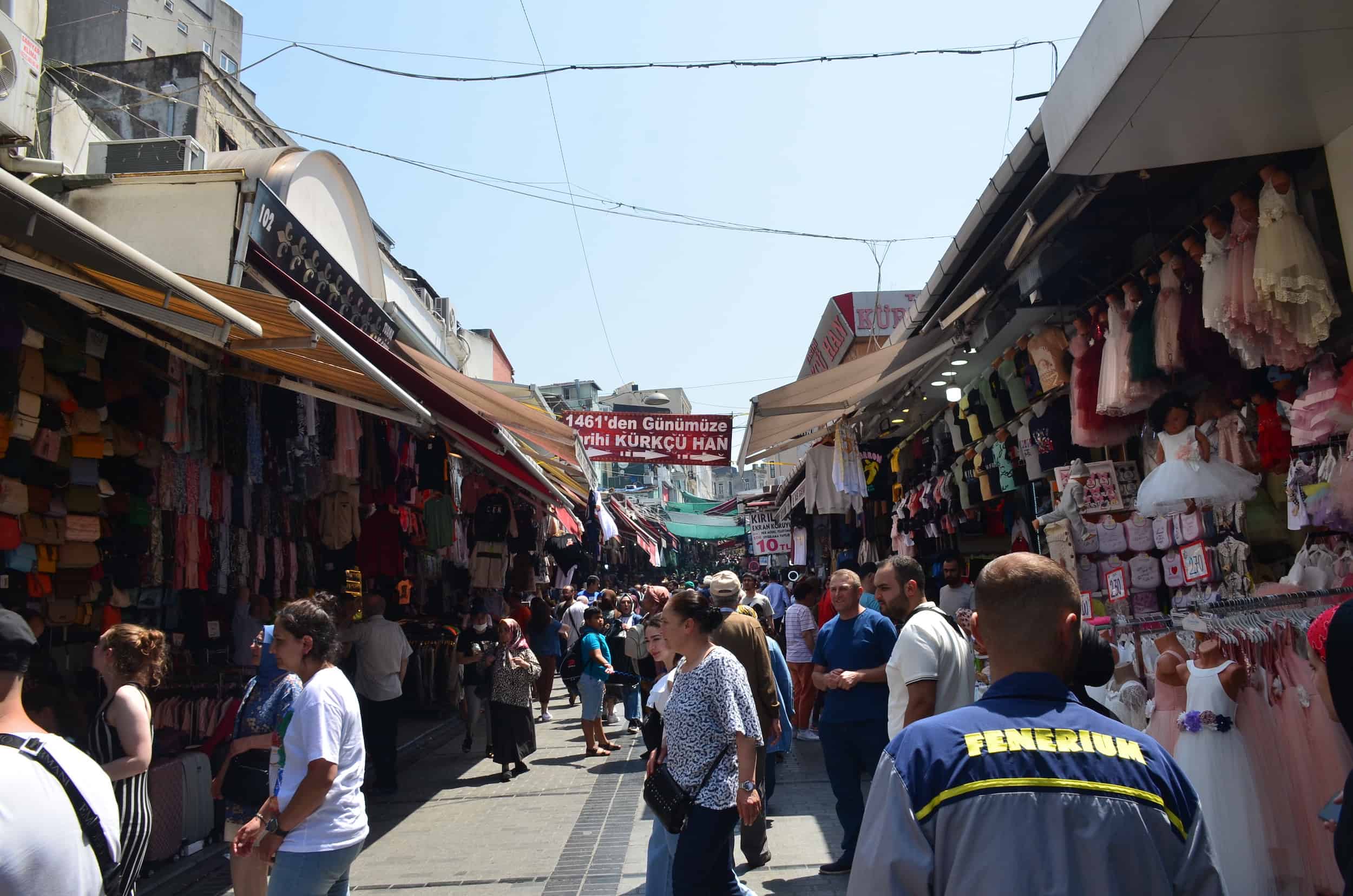 Pedestrianized shopping street in Mahmutpaşa, Istanbul, Turkey