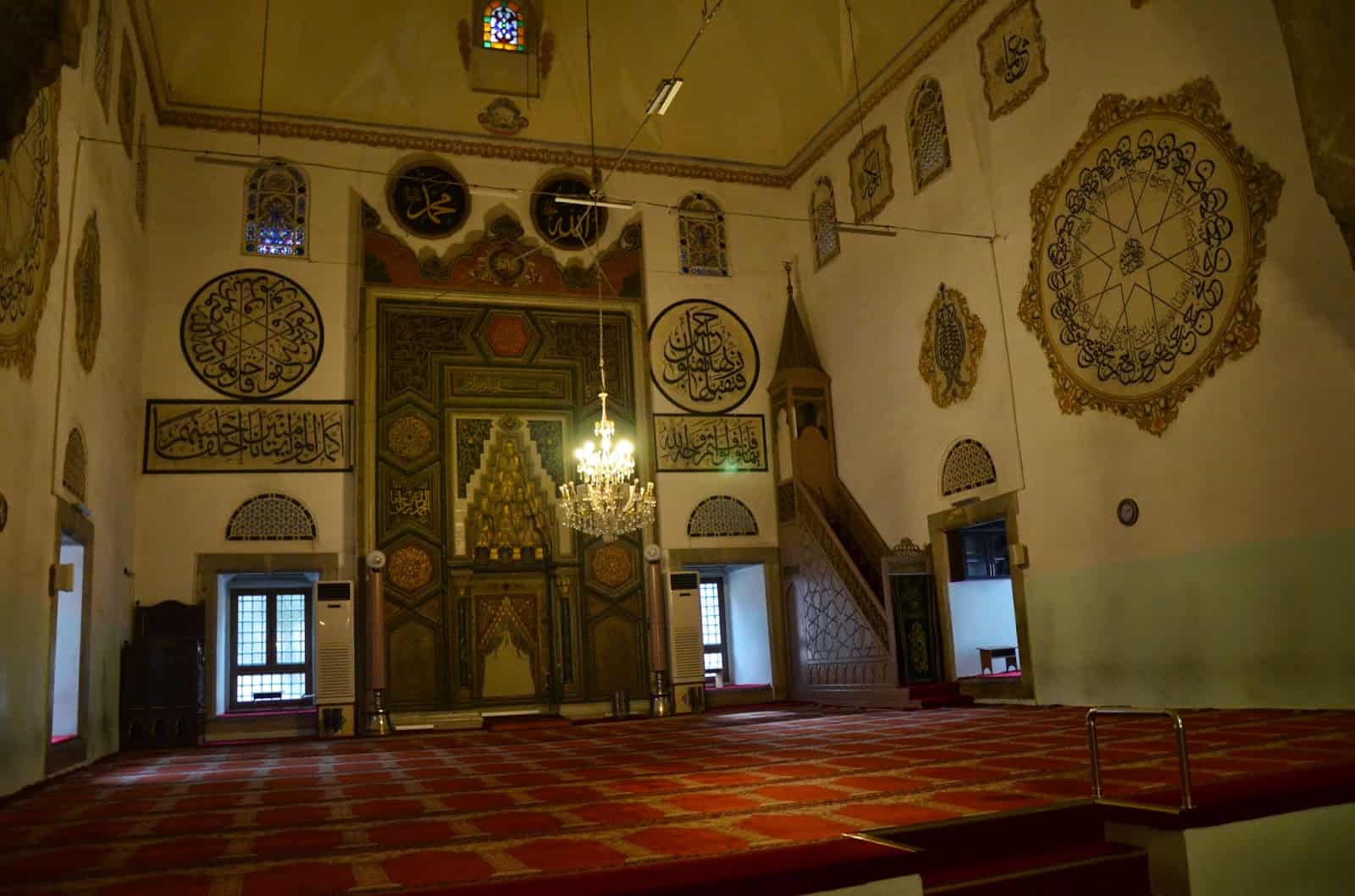 Large iwan of the Bayezid I Mosque at the Yıldırım Bayezid Complex in Bursa, Turkey