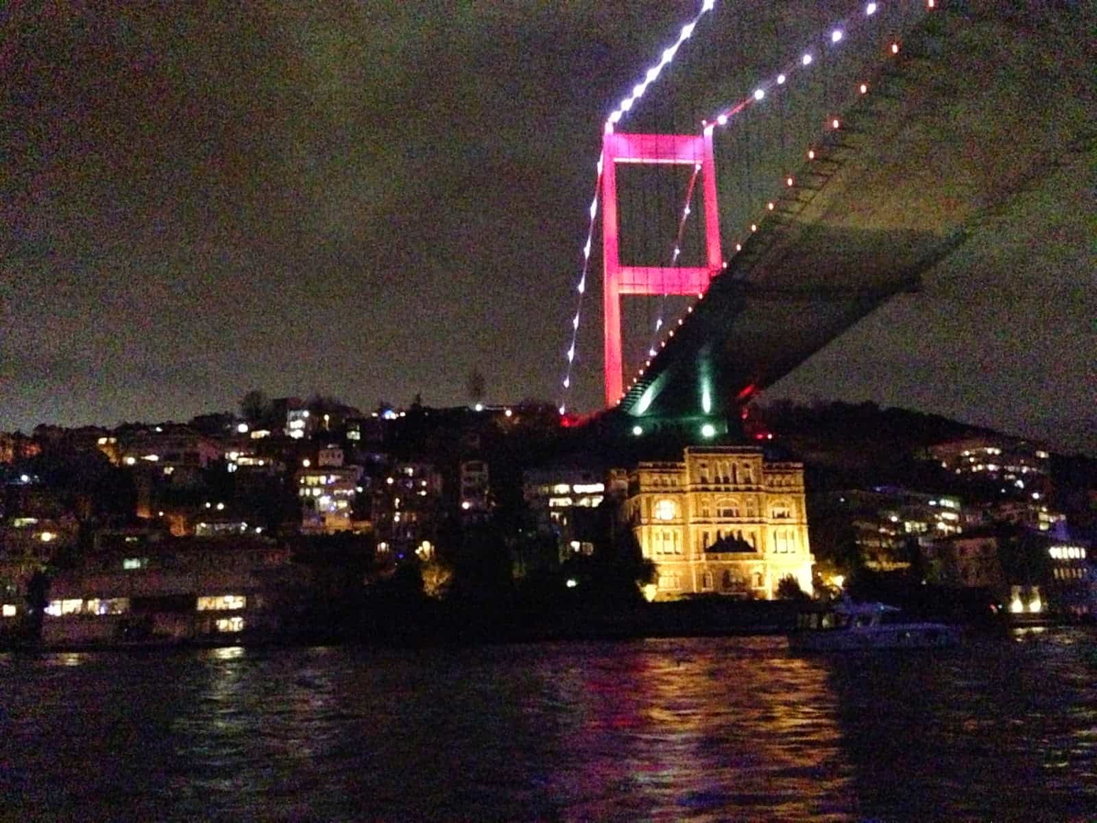 Fatih Sultan Mehmet Köprüsü on New Year's Eve in Istanbul, Turkey