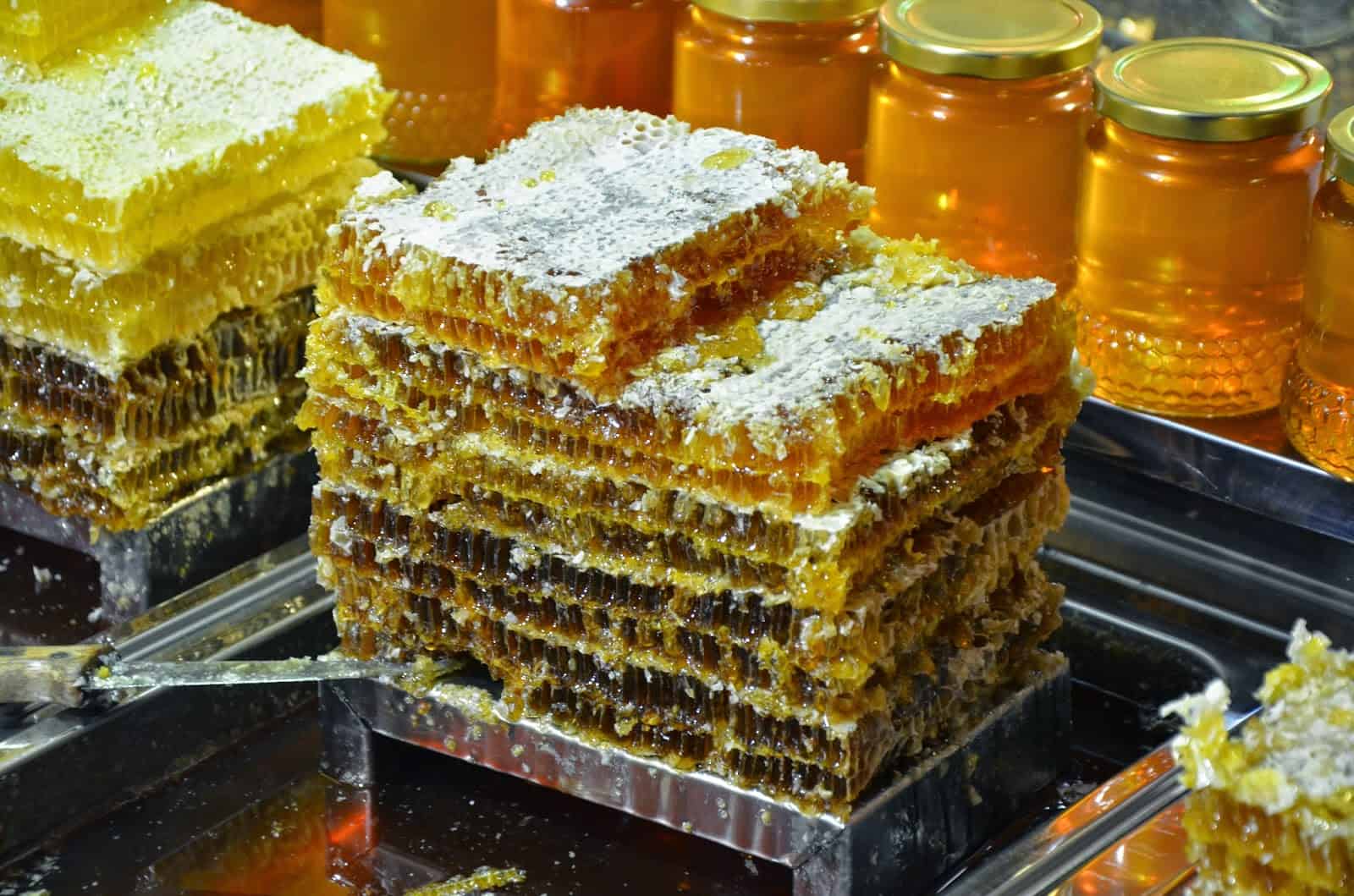 Honeycomb at the food market in Bursa, Turkey