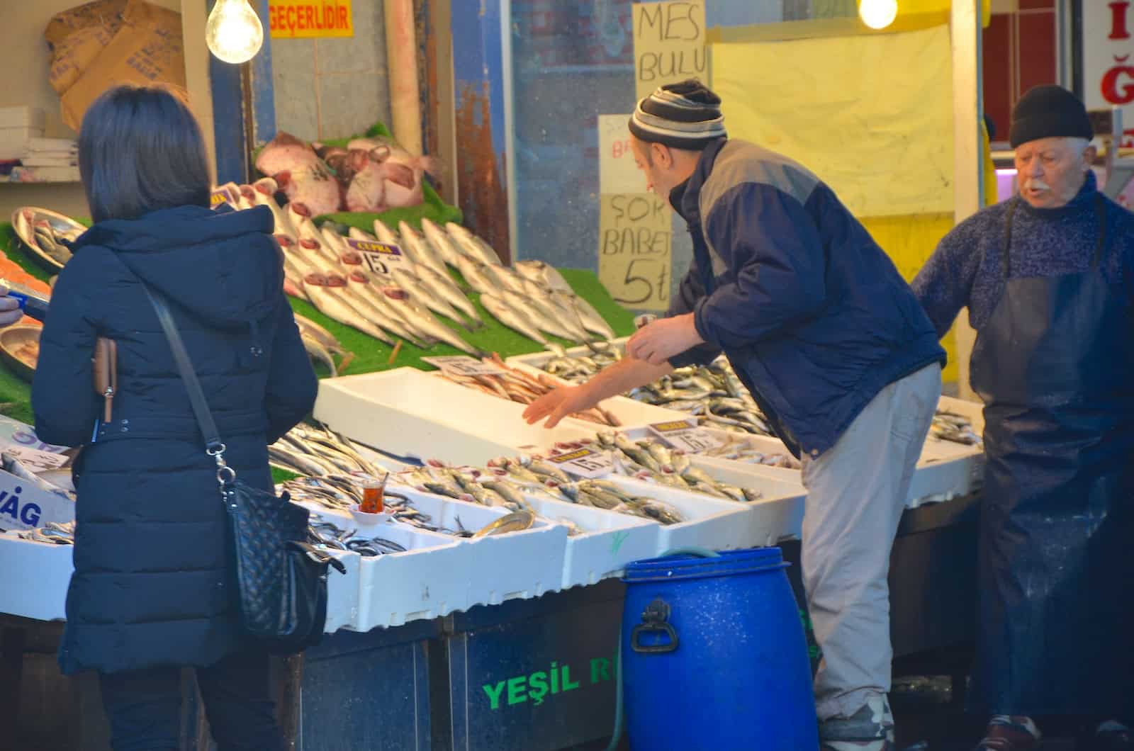 Fish stall at the Üsküdar Fishermen's Market