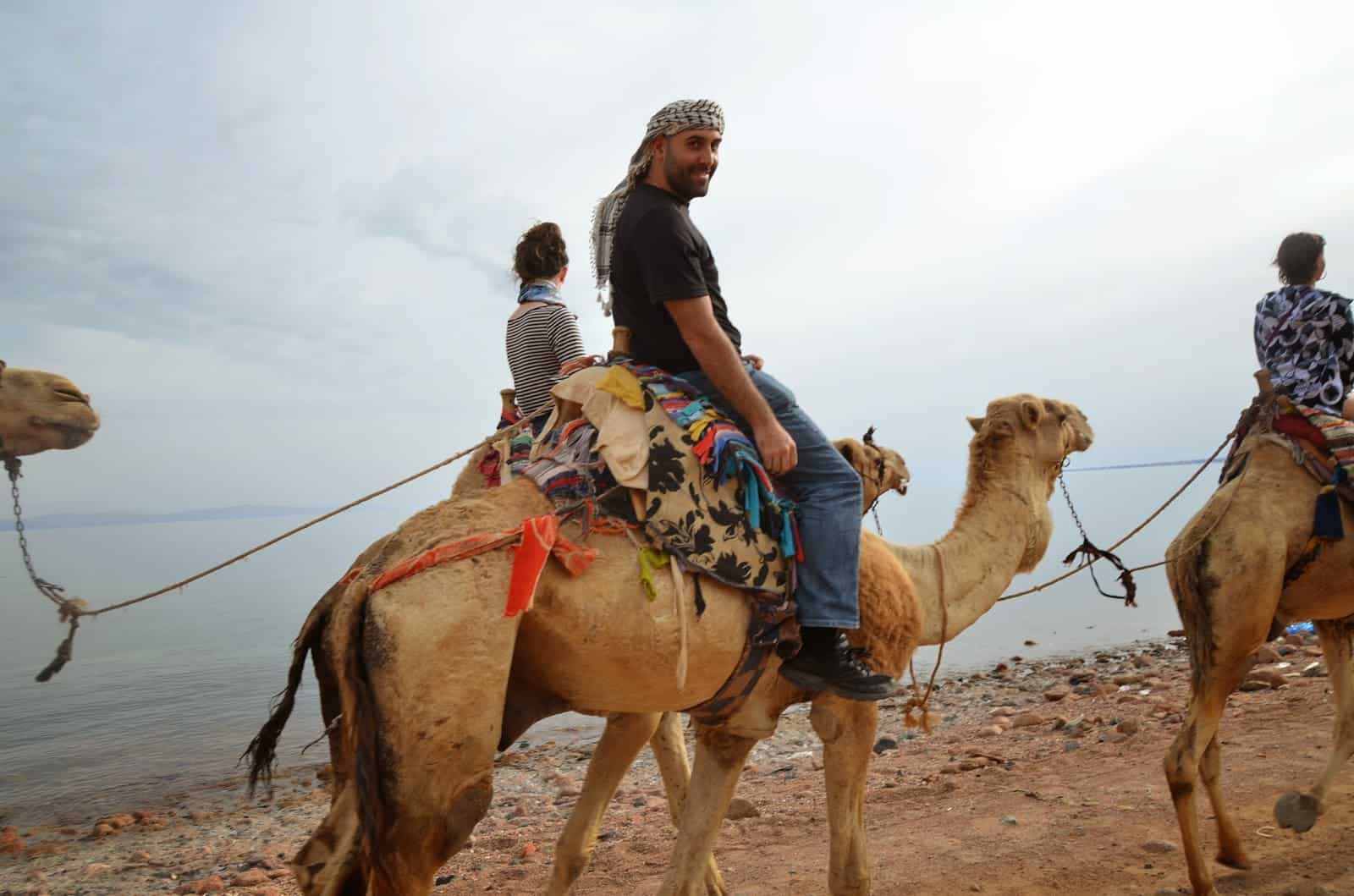 Me riding a camel on the beach at Abu Galom in Sinai, Egypt