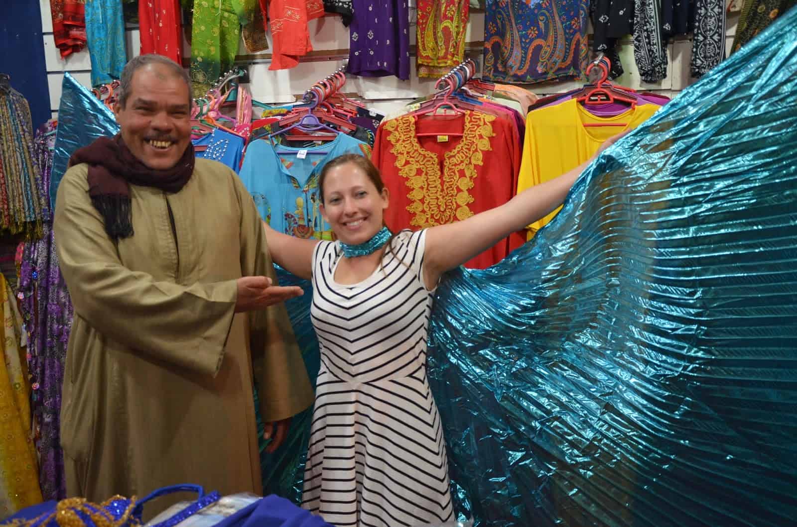 Tyra with her purchase at the souk in Sharm el-Sheikh, Egypt