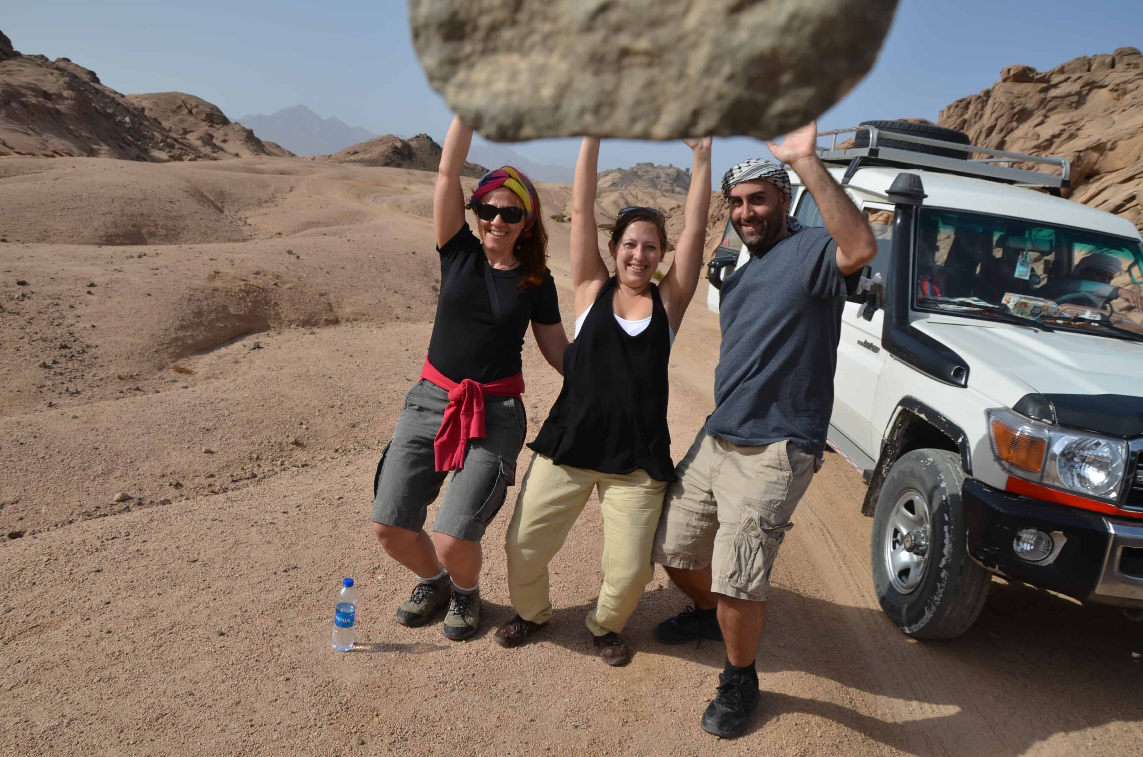 Trick photo on the desert safari in Sinai, Egypt