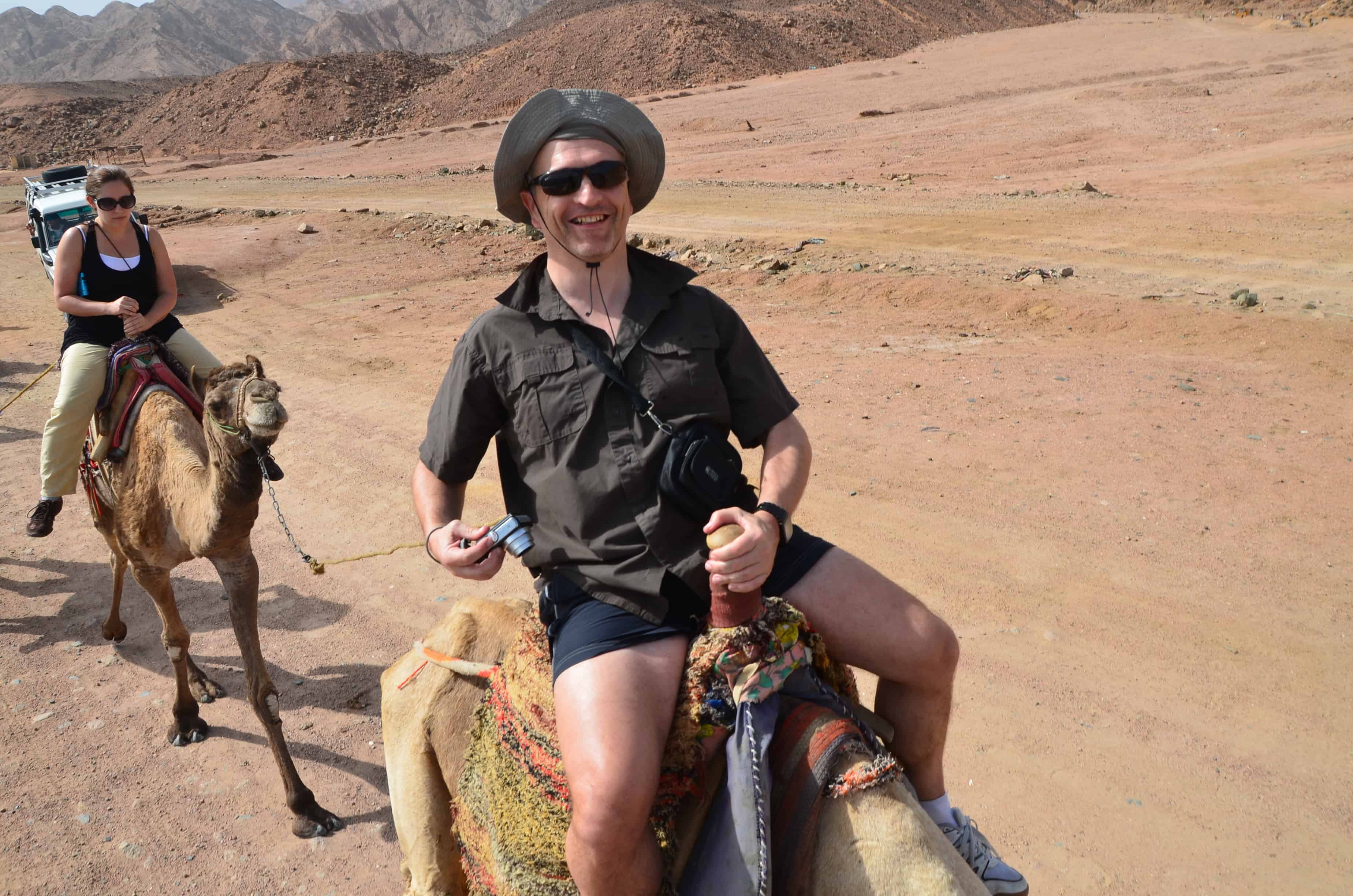 Martin on a camel at Abu Galom in Sinai, Egypt