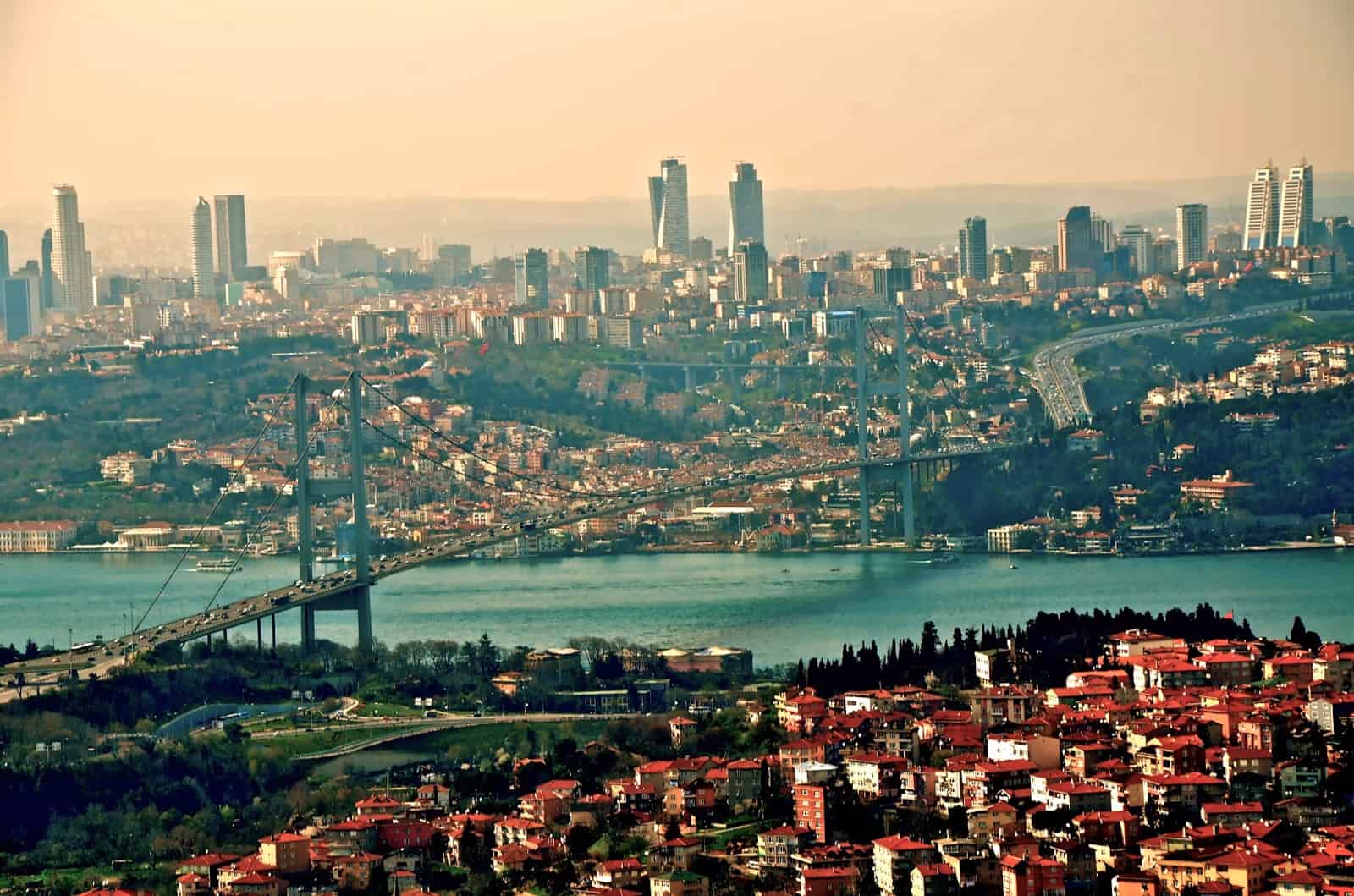 View from Büyük Çamlıca Tepesi in Istanbul, Turkey