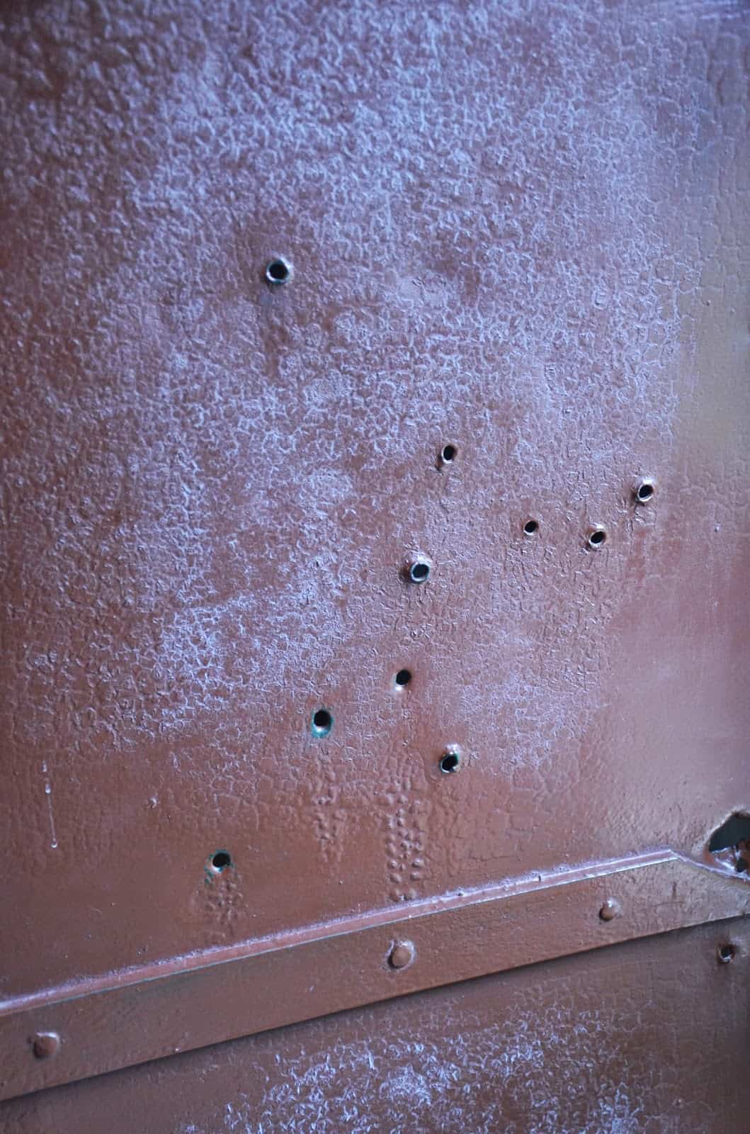 Bullet holes from Greek soldiers at Ertuğrul Gazi Türbesi in Söğüt, Turkey