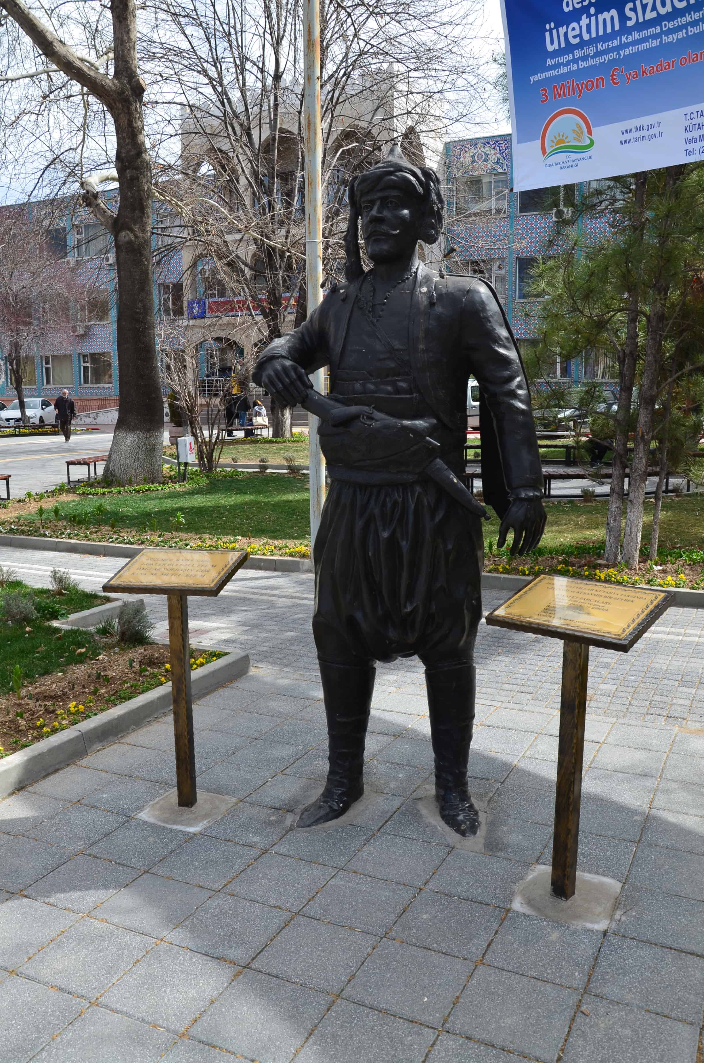 Zeybek statue in Kütahya, Turkey