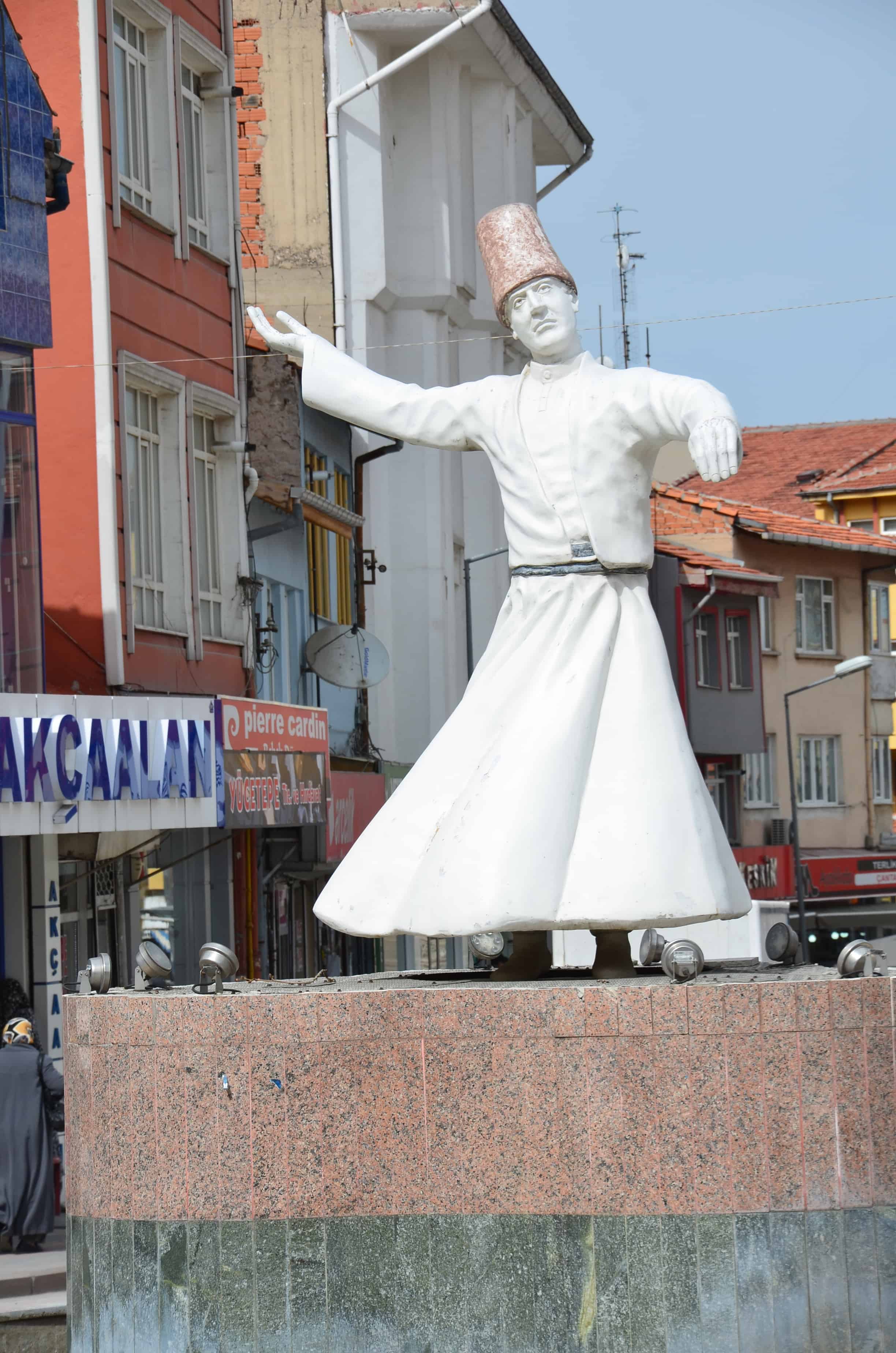 Whirling dervish statue in Kütahya, Turkey
