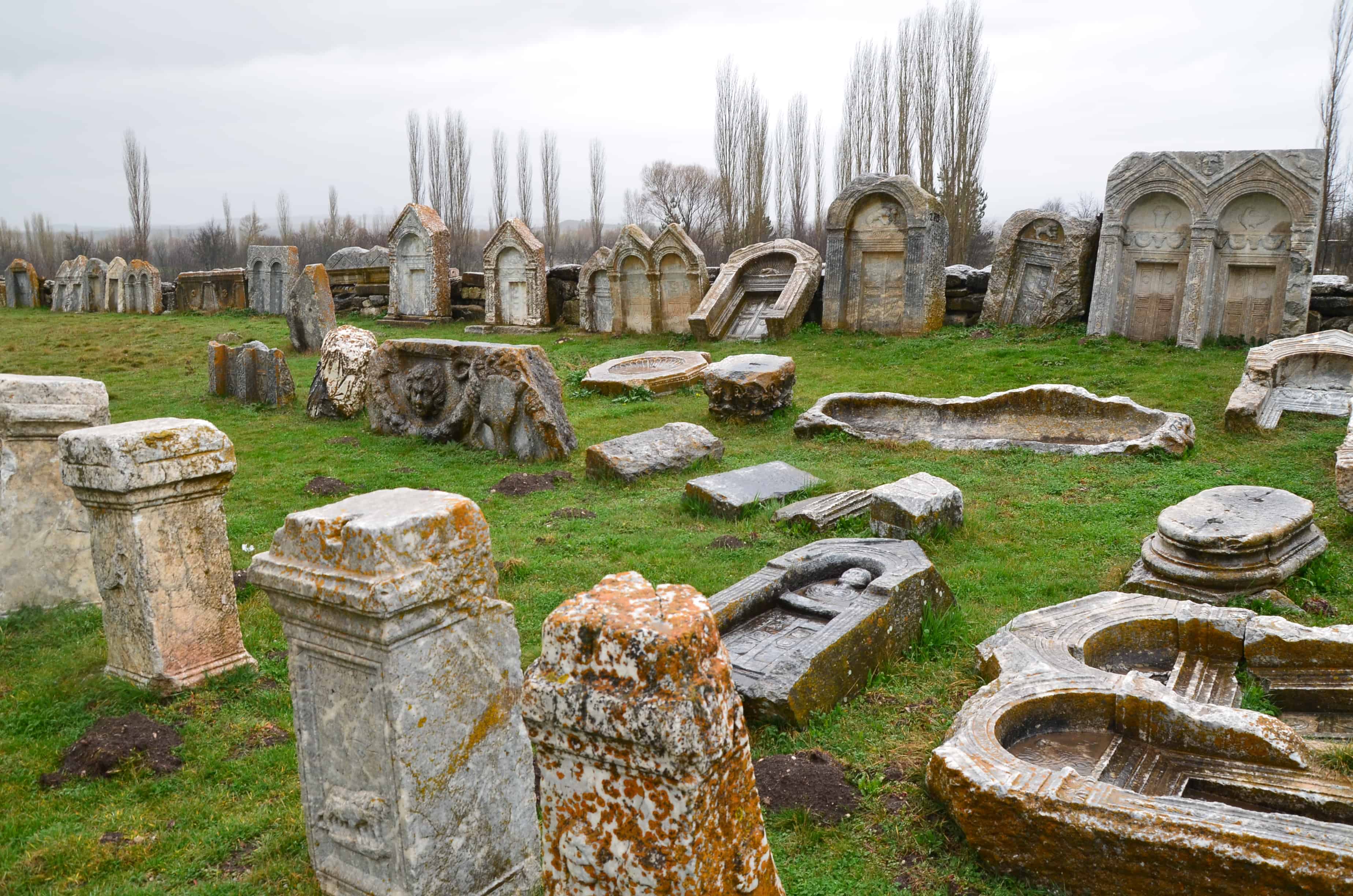 Columns and tombstones at Aizanoi, Çavdarhisar, Turkey