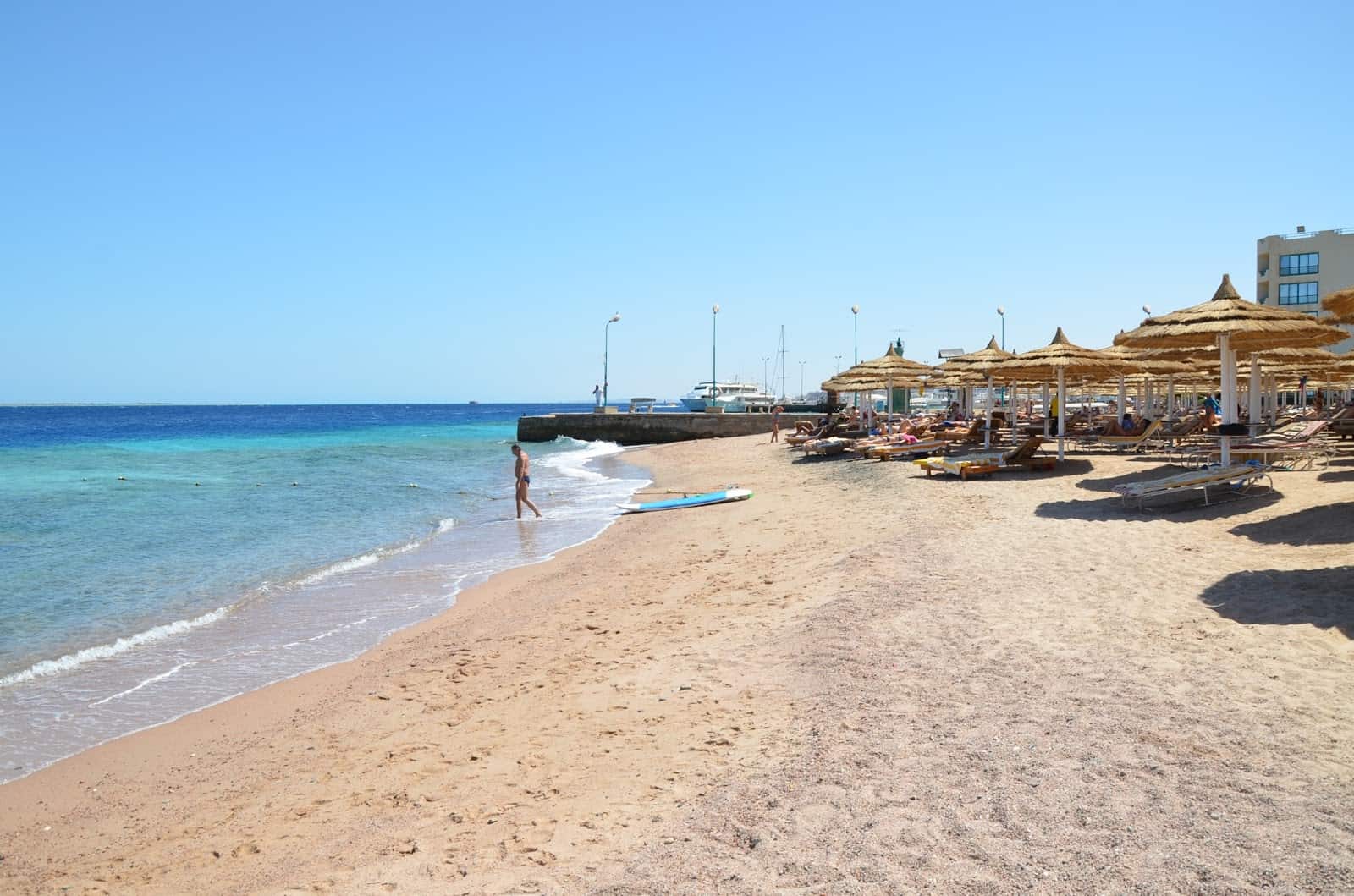 The beach at Hotelux Marina Beach in Hurghada, Egypt