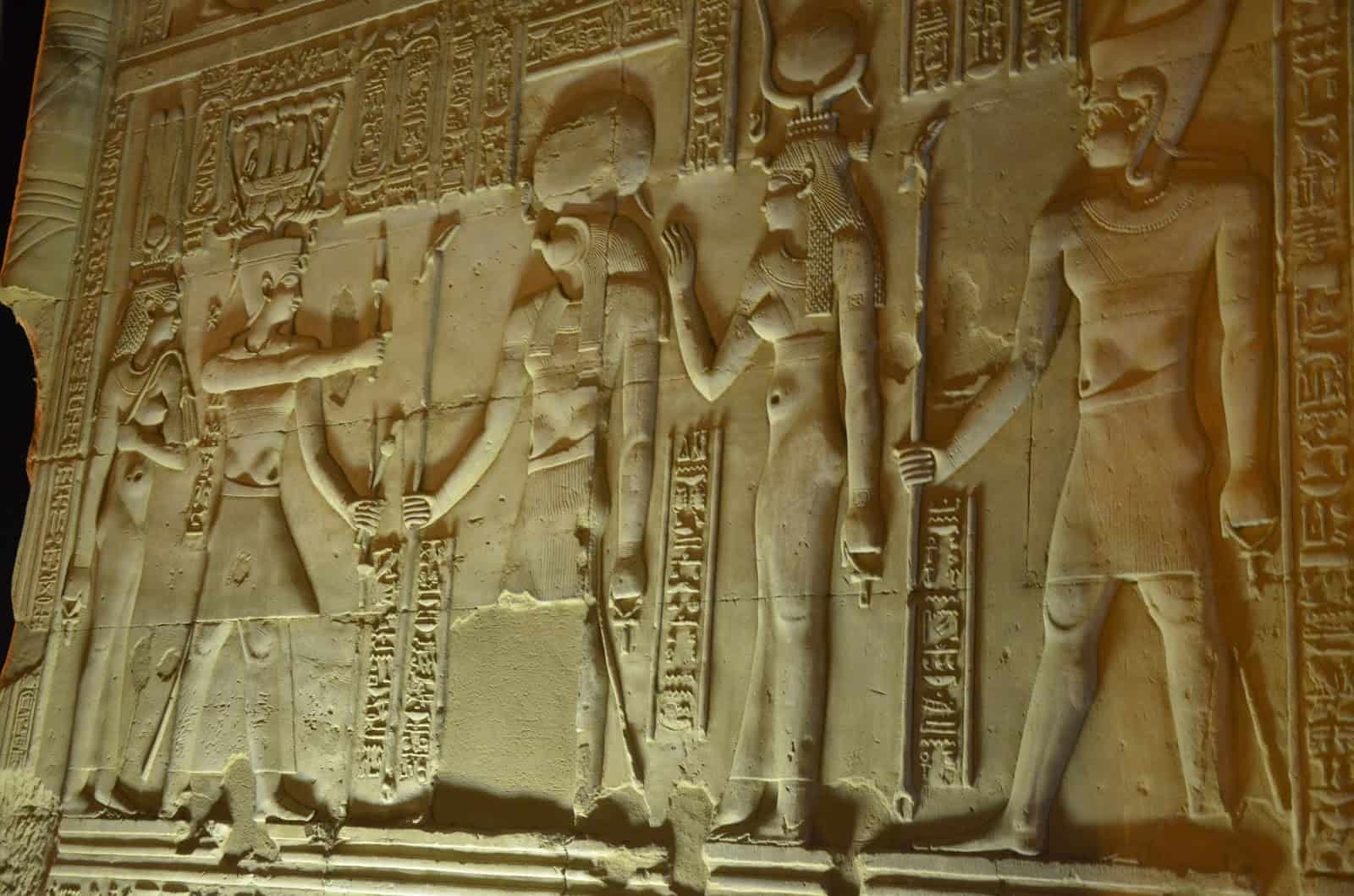 Hieroglyphic reliefs at the Temple of Kom Ombo, Egypt