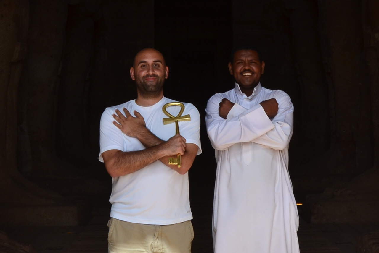 Me with the cool Nubian guard at the Temple of Ramses II at Abu Simbel, Egypt