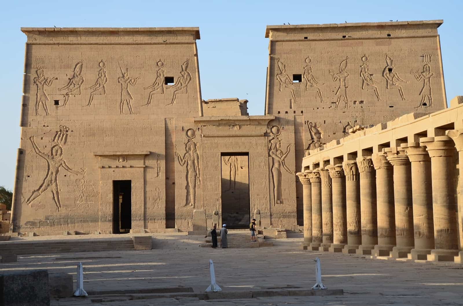 Temple of Isis and the colonnaded courtyard at Philae Temple on Agilkia Island, Egypt