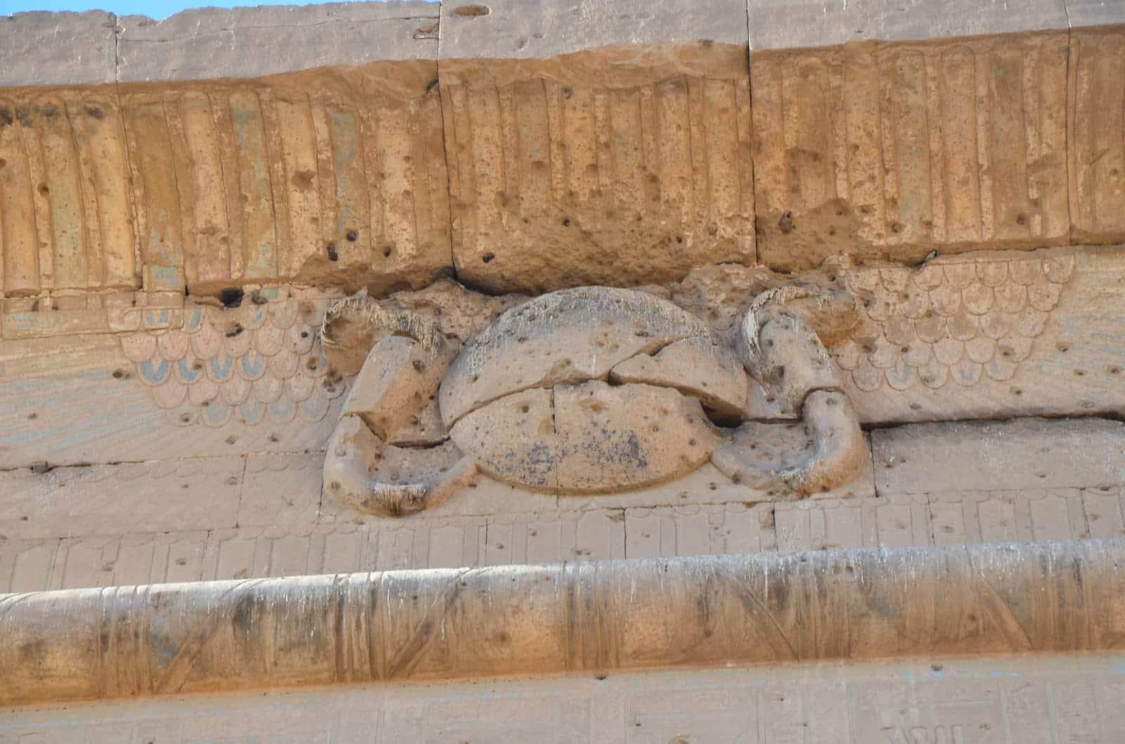 Bullet holes left by Napoleon’s army at the Temple of Edfu, Egypt