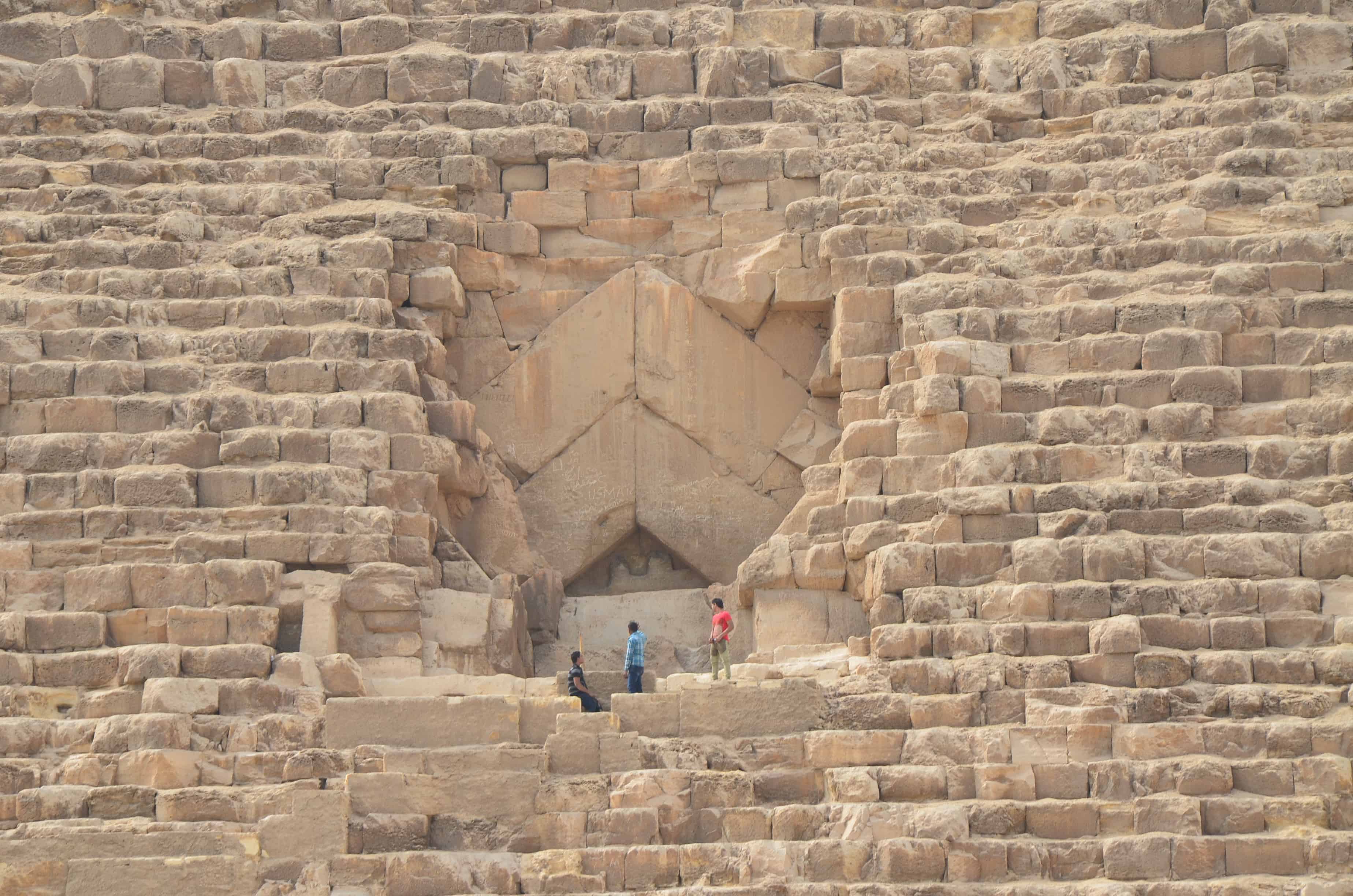 Entrance to the Pyramid of Khufu at the Pyramids of Giza in Egypt