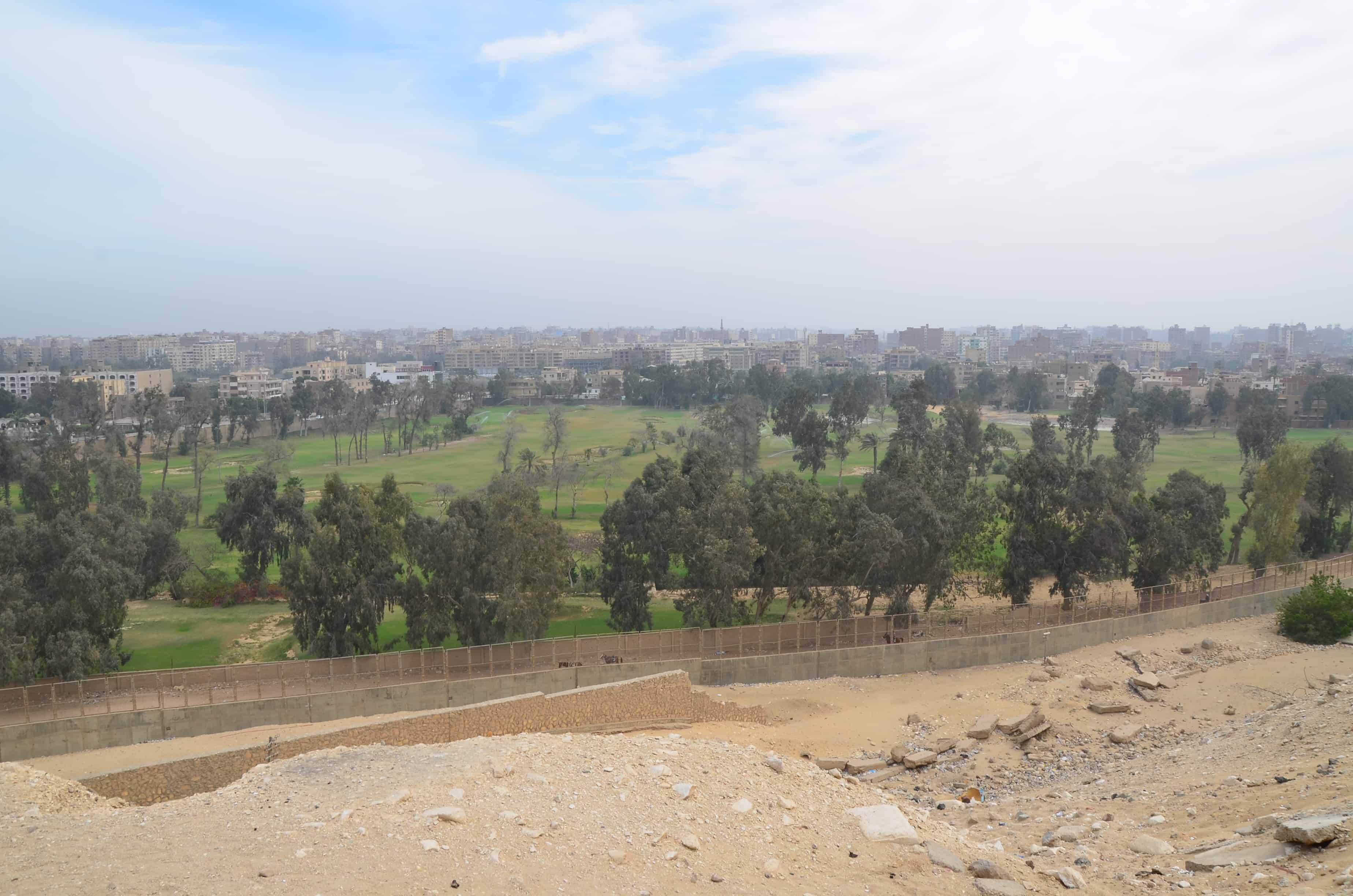 View of Cairo from the Pyramids of Giza in Egypt
