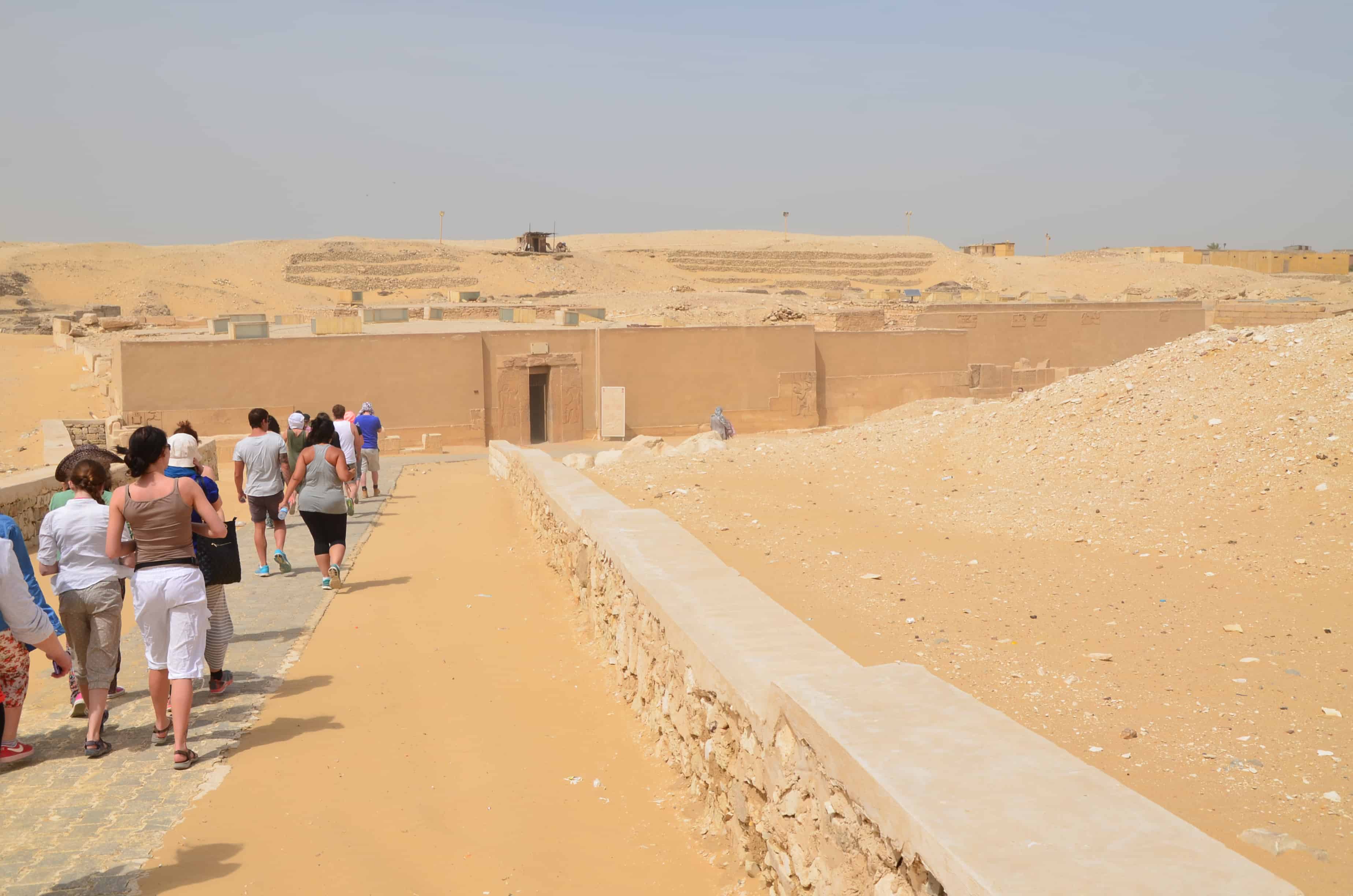 Walking towards the Tomb of Mereruka at Saqqara, Egypt
