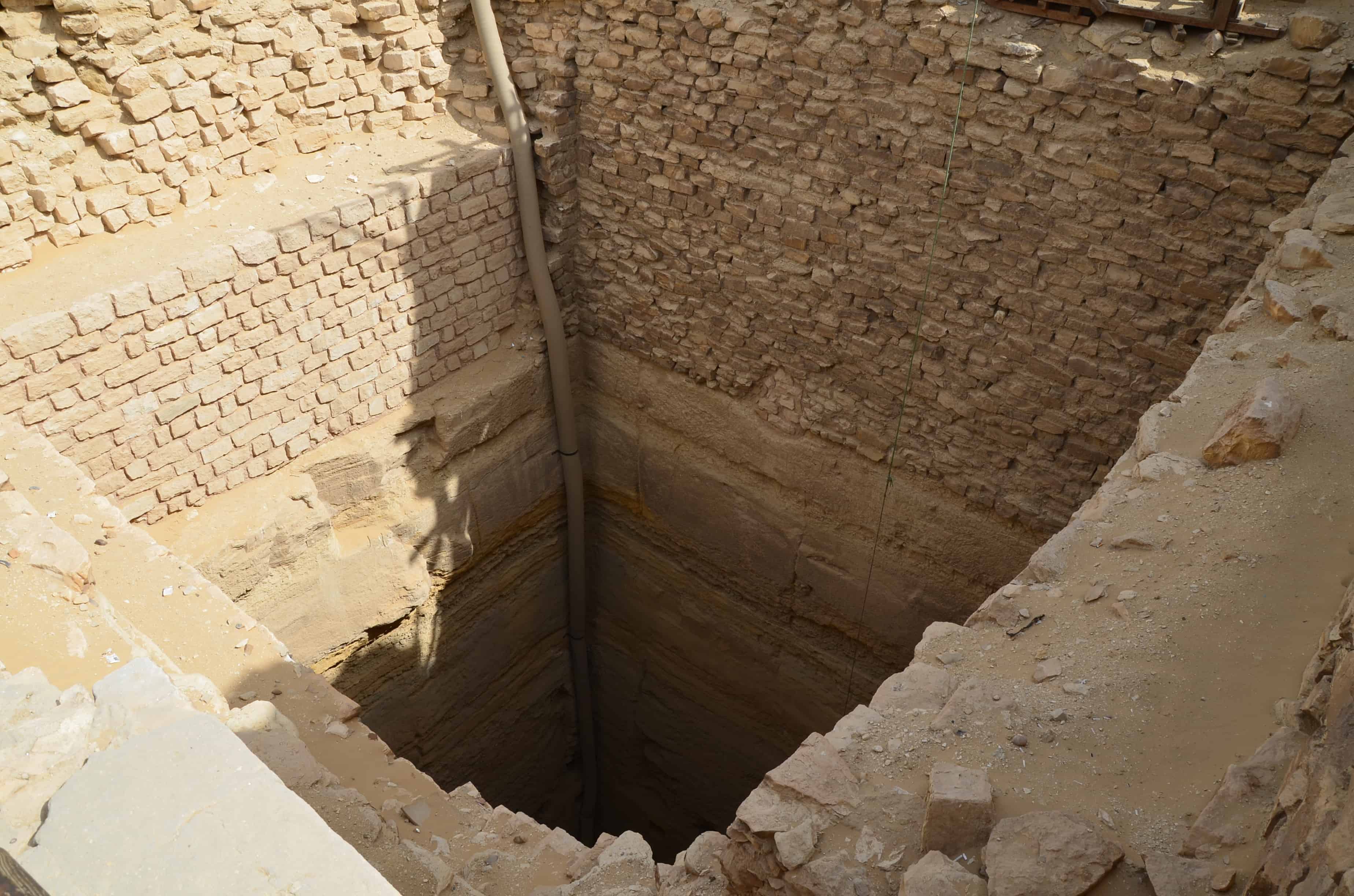 A pit where a statue was found at the Step Pyramid of Djoser at Saqqara, Egypt