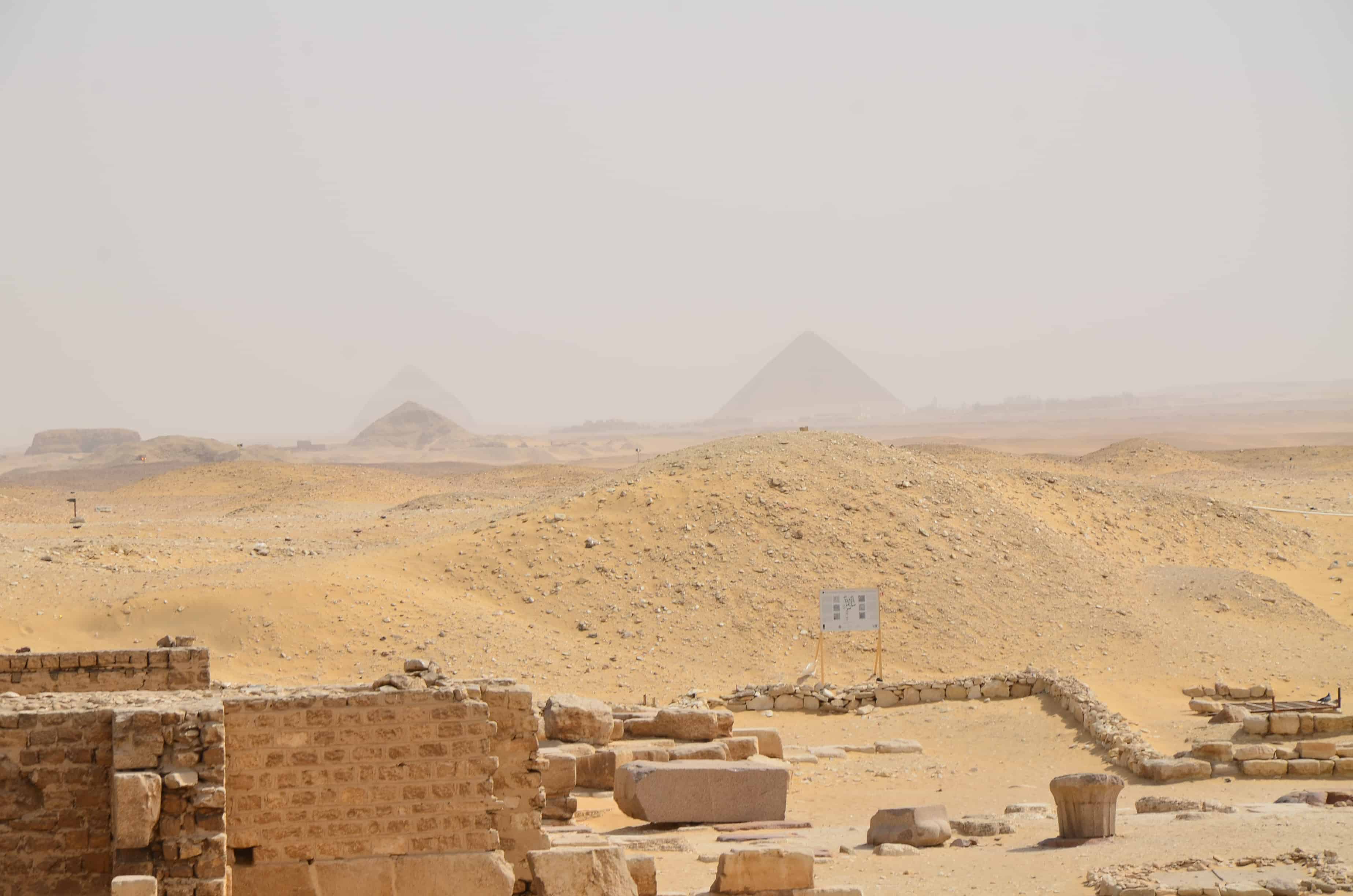 The Red Pyramid and the Bent Pyramid in the distance at Saqqara, Egypt