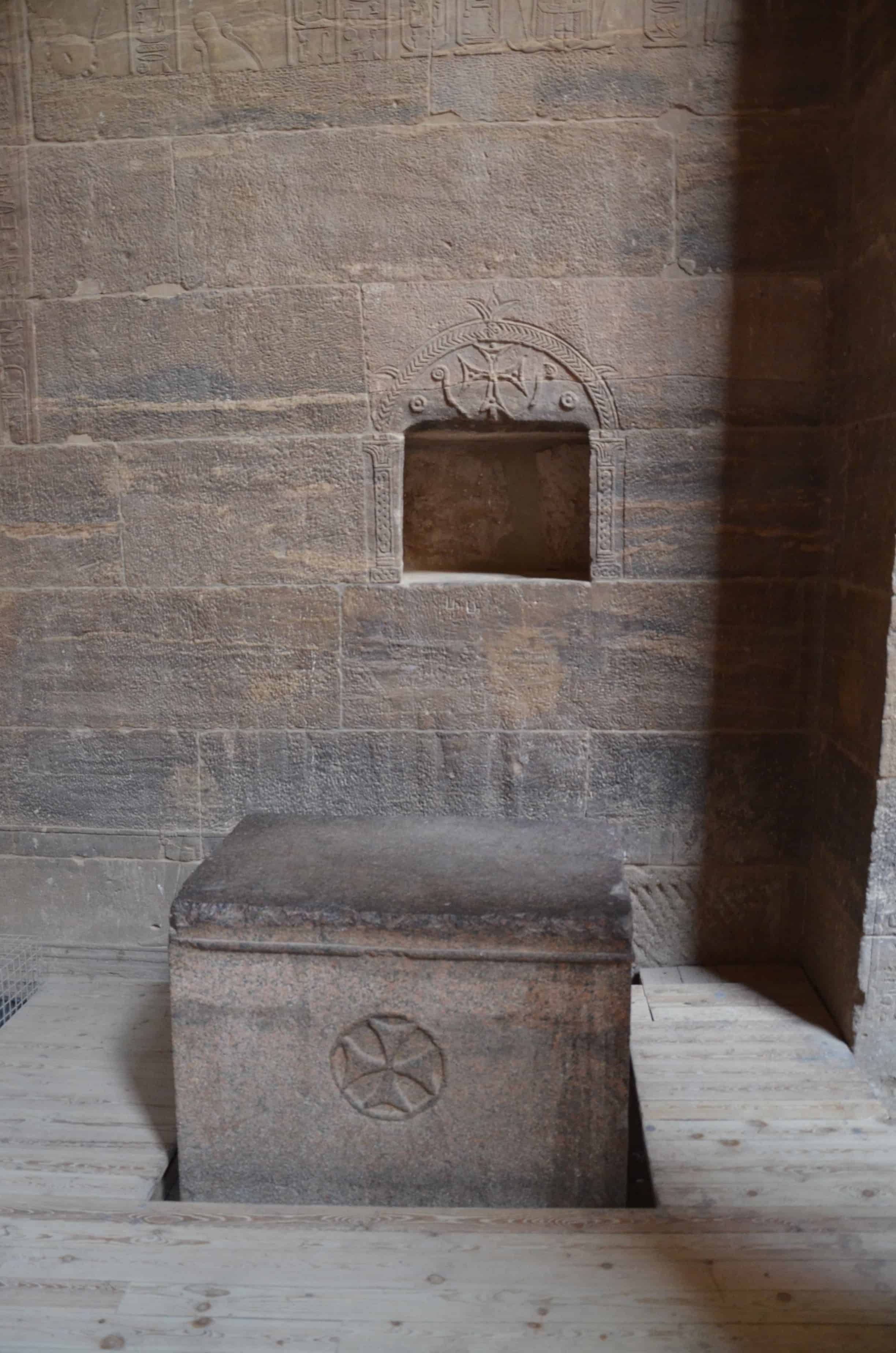 Christian altar at Philae Temple on Agilkia Island in Egypt
