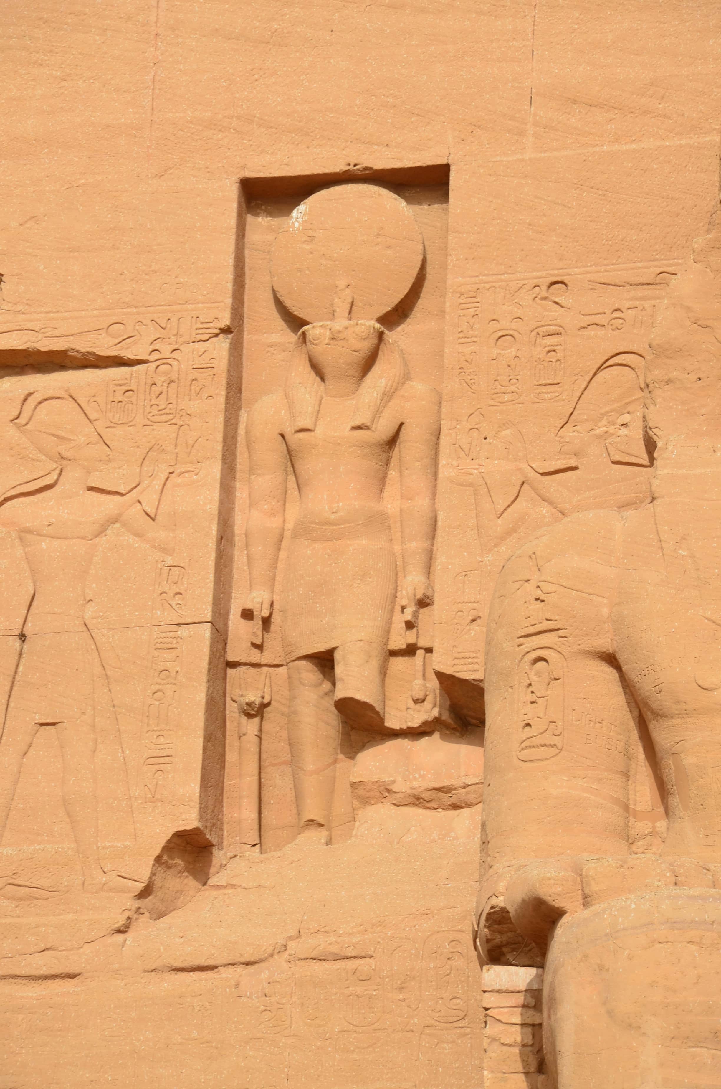 Statue of Ra-Harakhty at the Temple of Ramses II at Abu Simbel, Egypt