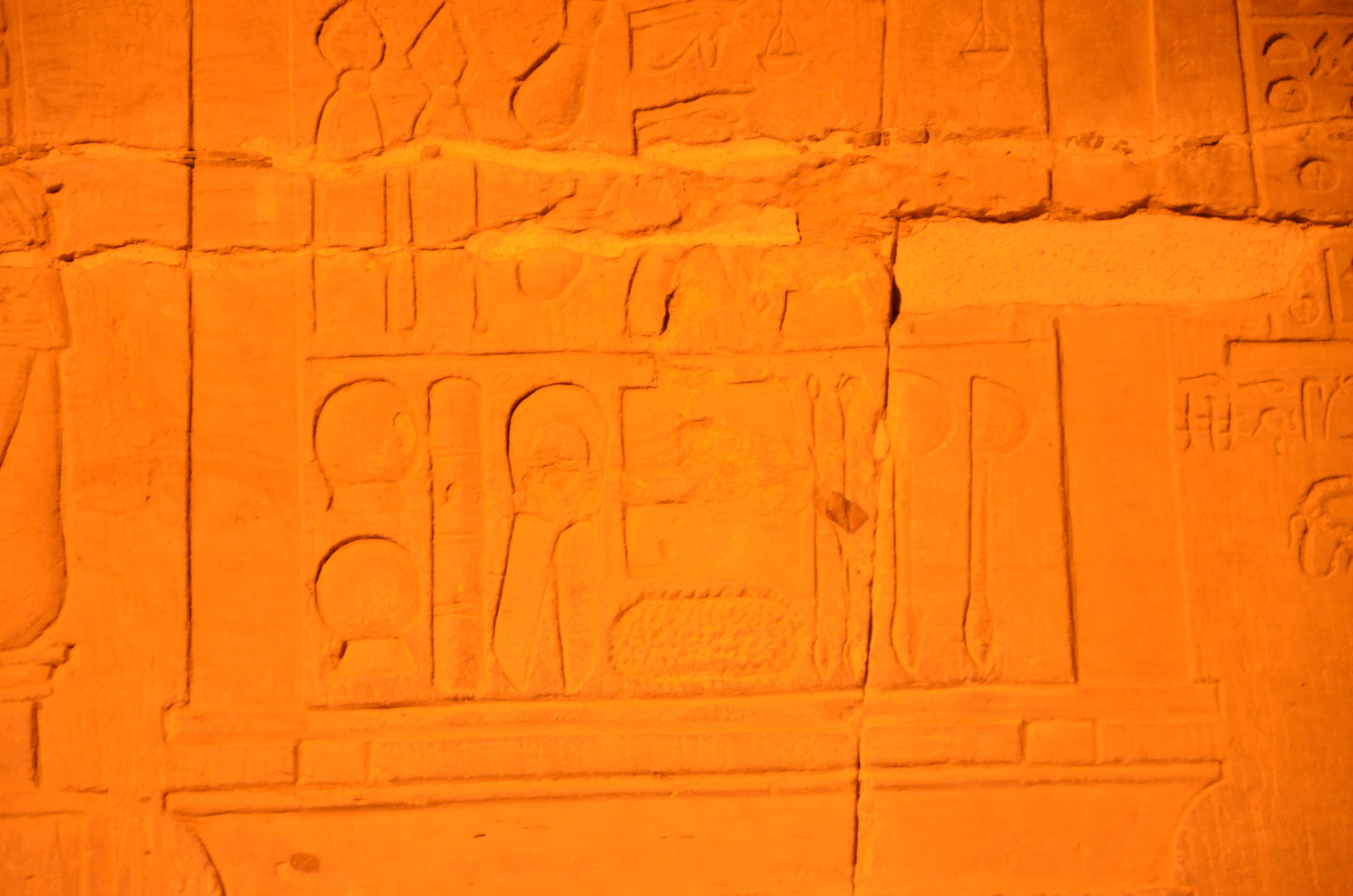 Hieroglyphics showing medical tools at the Temple of Kom Ombo, Egypt
