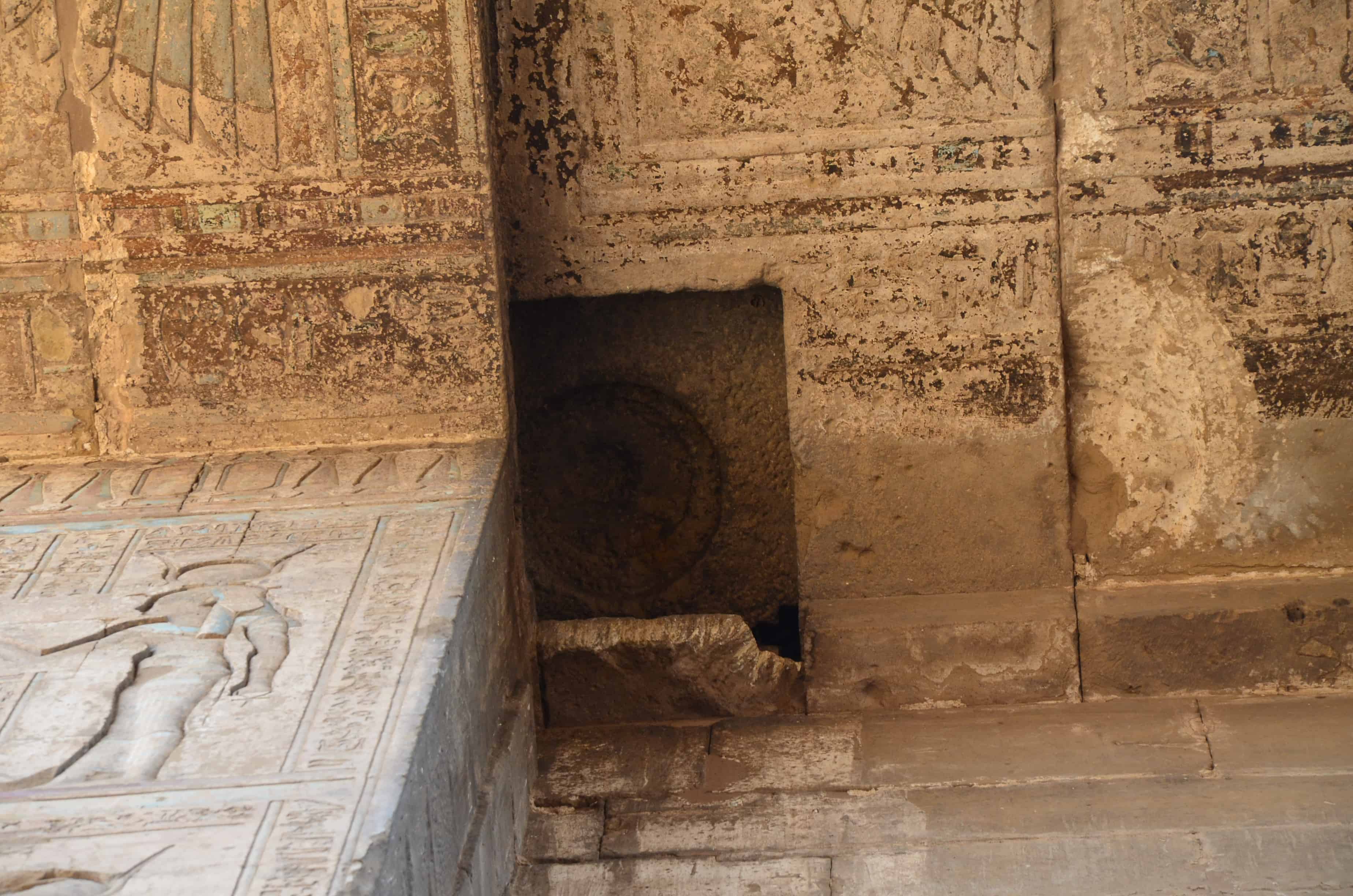 Door hinge at the Temple of Edfu, Egypt