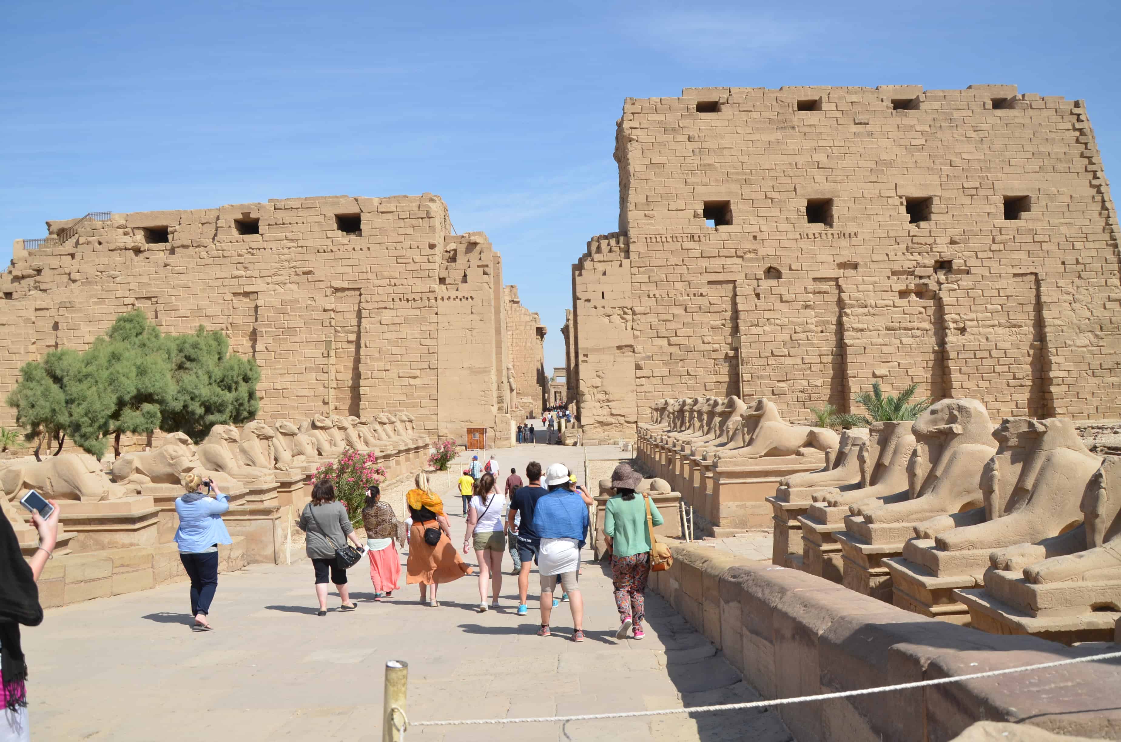 Walking to the Precinct of Amon-Ra at Karnak Temple in Luxor, Egypt