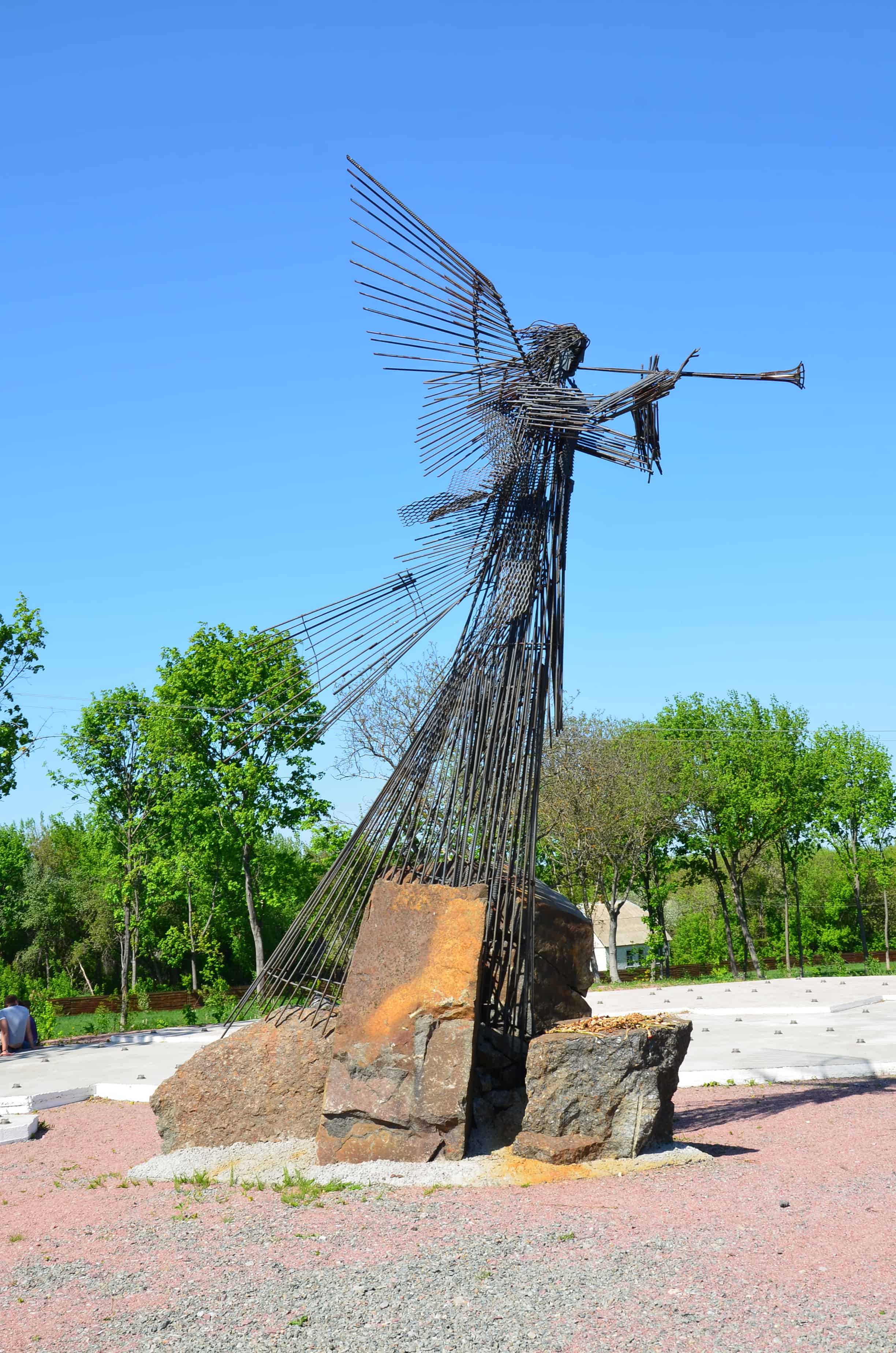 Trumpeting angel at the Wormwood Star Memorial in Chernobyl, Chernobyl Exclusion Zone, Ukraine