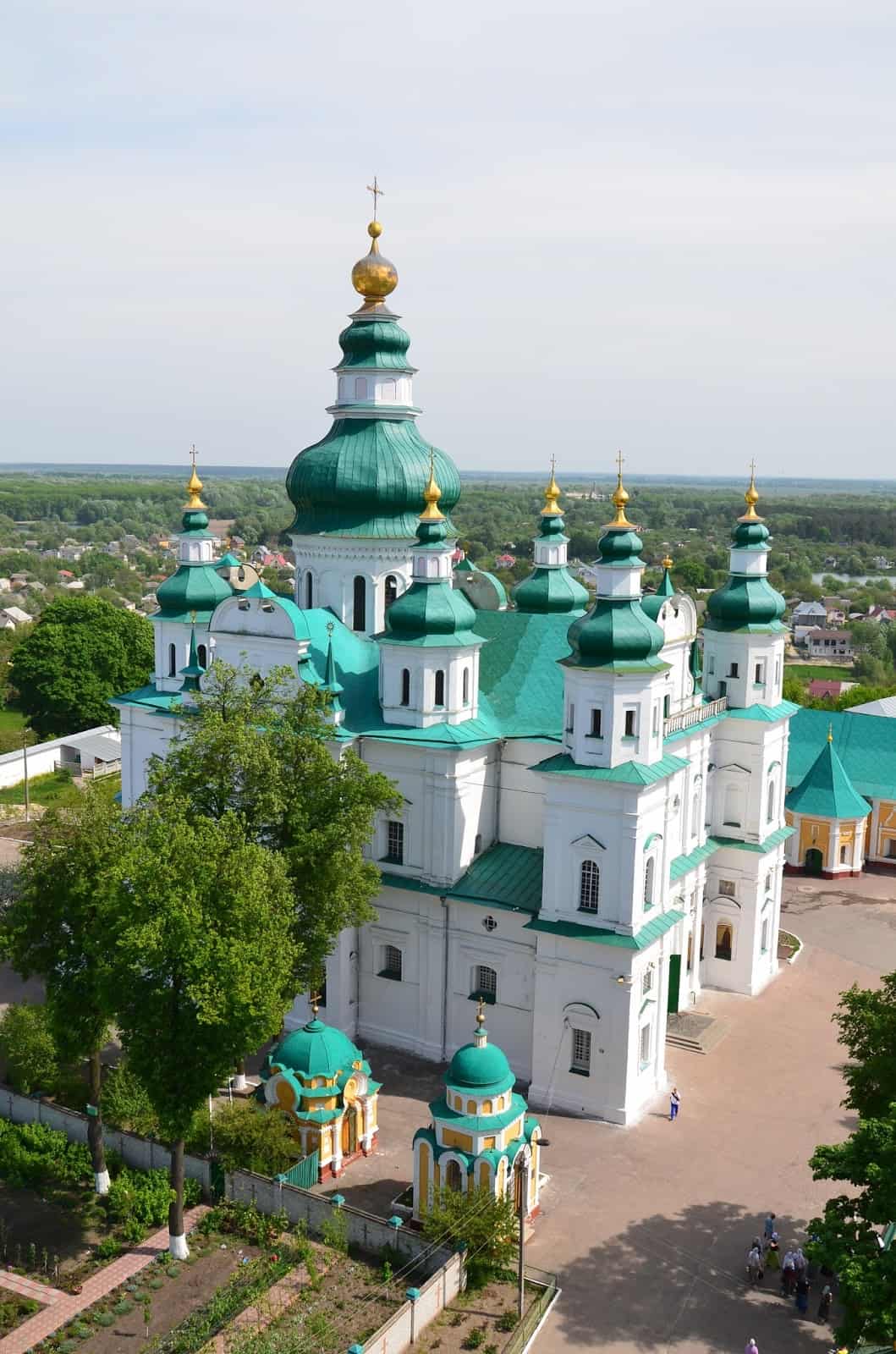 Holy Trinity Cathedral from the bell tower at Trinity Monastery in Chernihiv, Ukraine