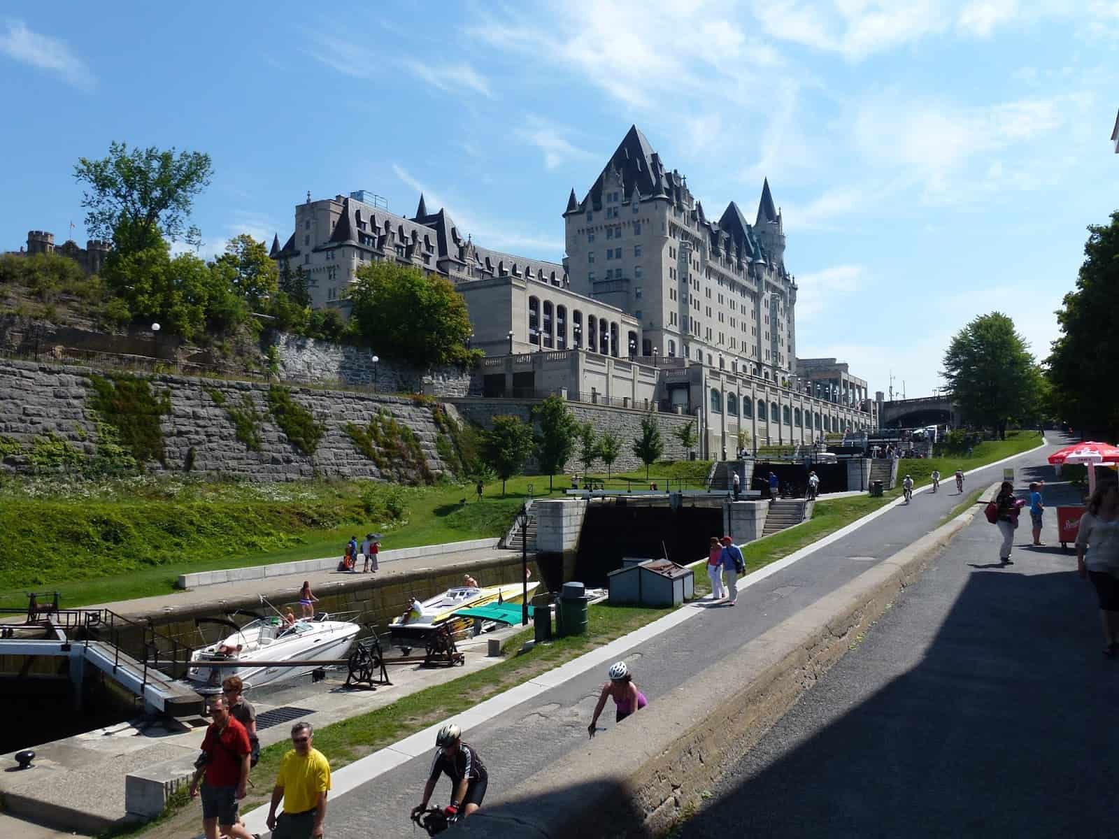 Rideau Canal and Château Laurier in Ottawa, Ontario, Canada