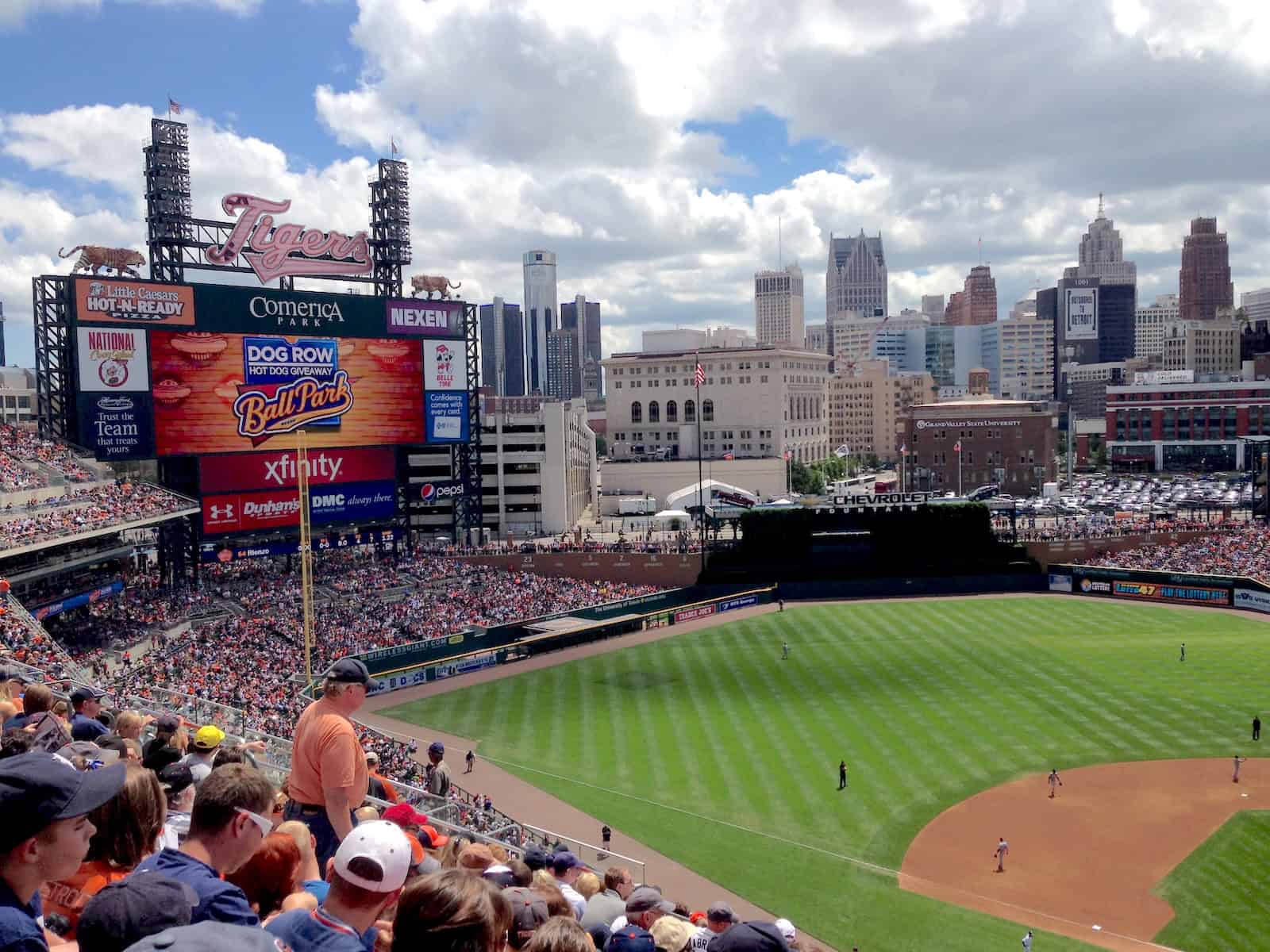 The view from our seats at Comerica Park in Detroit, Michigan