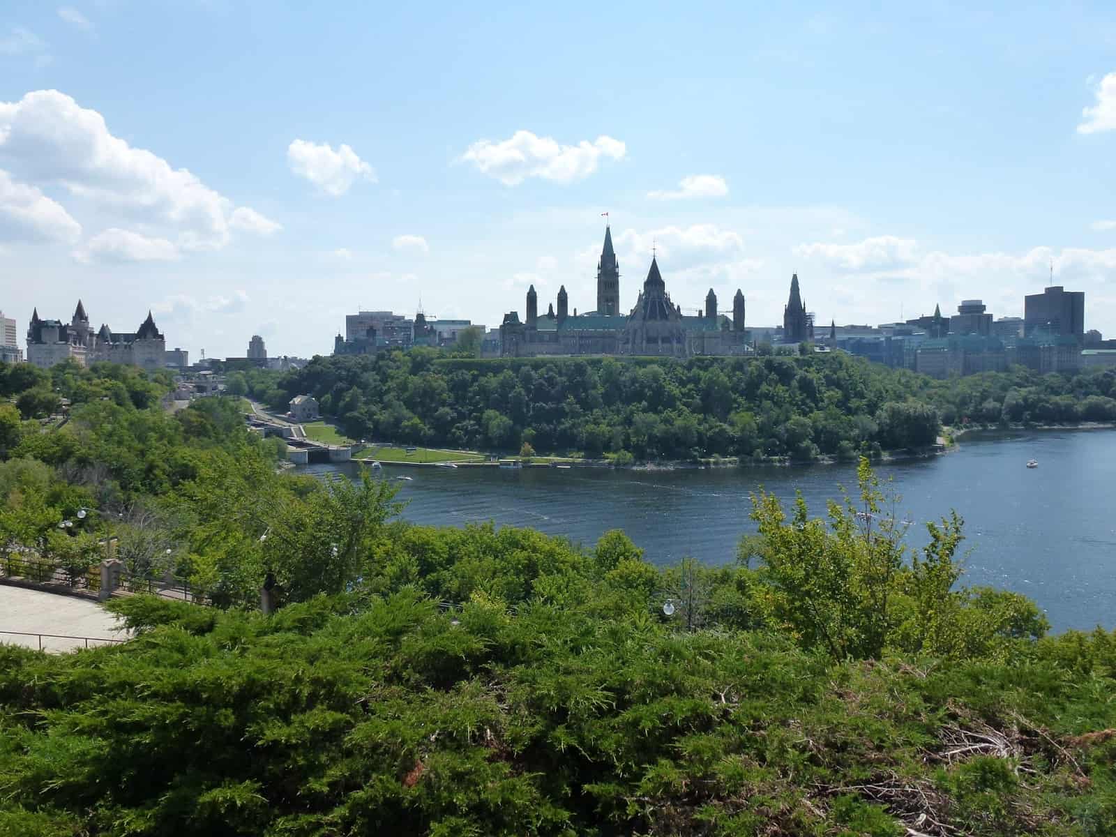 Parliament Hill from Kìwekì Point in Ottawa, Ontario, Canada