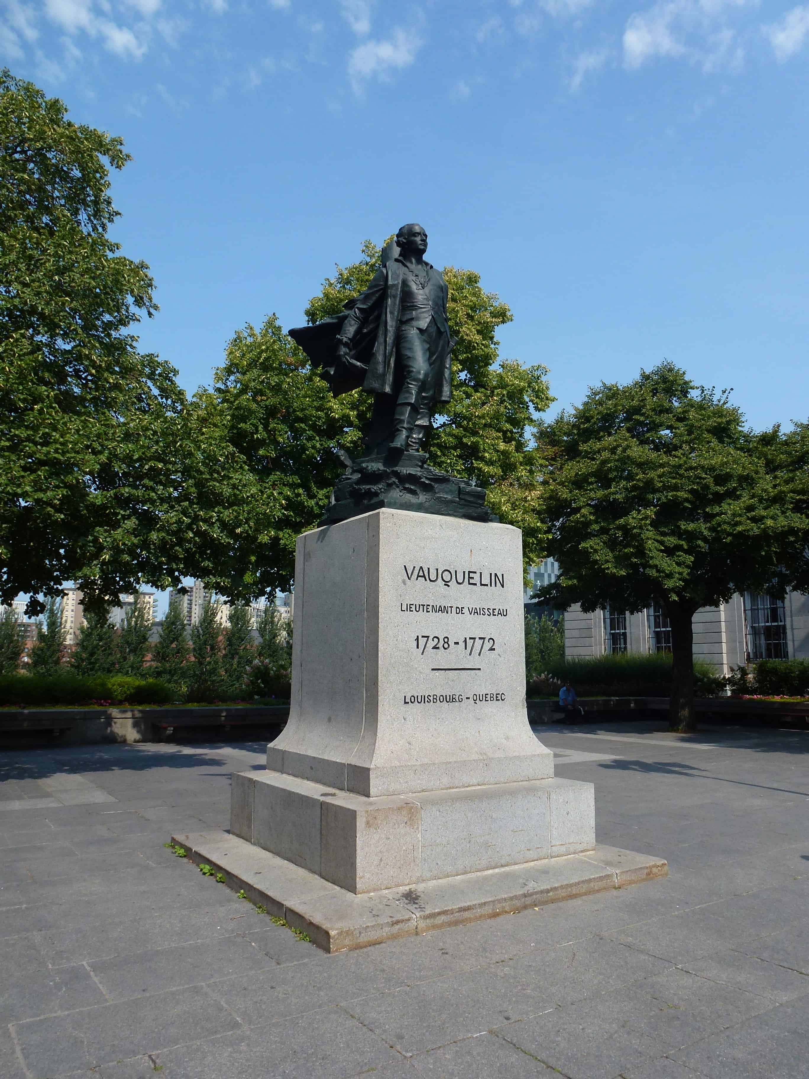 Jean Vauquelin monument at Place Vauquelin in Vieux-Montréal, Québec, Canada