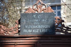 Turkish sign on the school gate