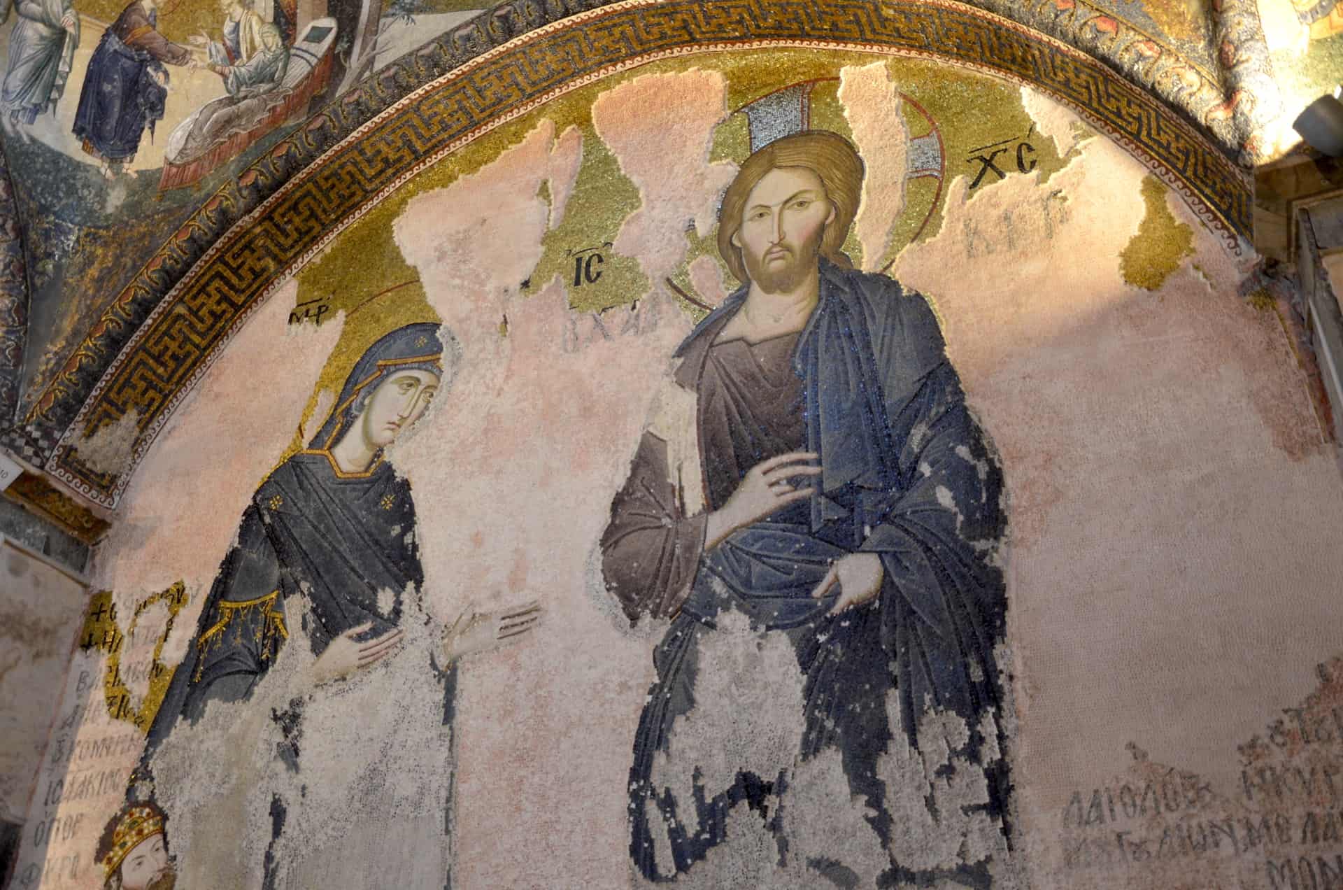 Christ and the Virgin Mary in the inner narthex at Chora Church in Edirnekapı, Istanbul, Turkey