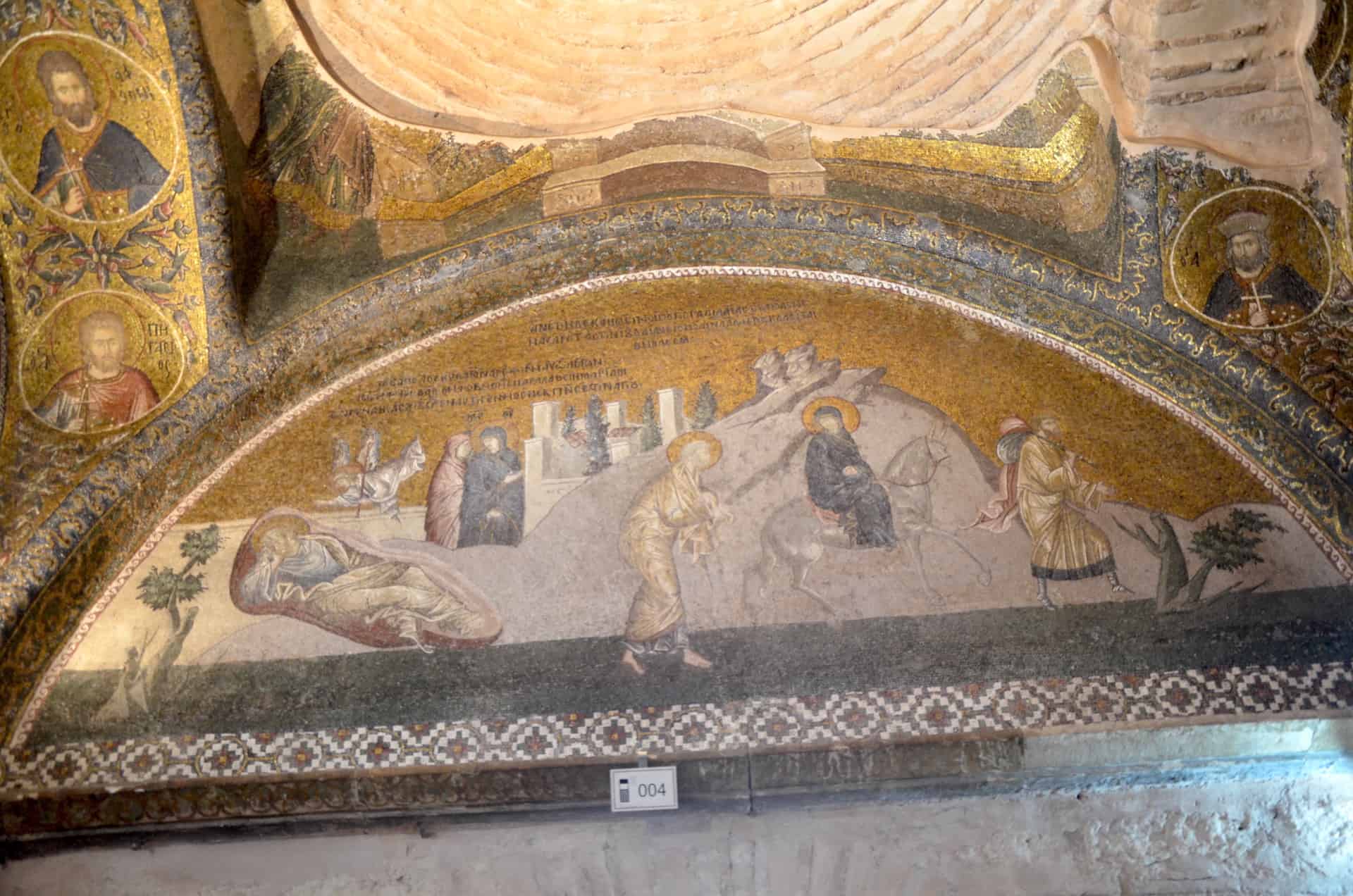 Joseph's dream and the journey to Bethlehem in the outer narthex at Chora Church in Edirnekapı, Istanbul, Turkey