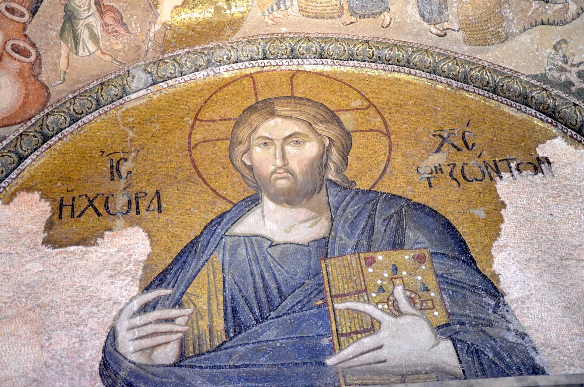 Christ in the outer narthex at Chora Church in Edirnekapı, Istanbul, Turkey