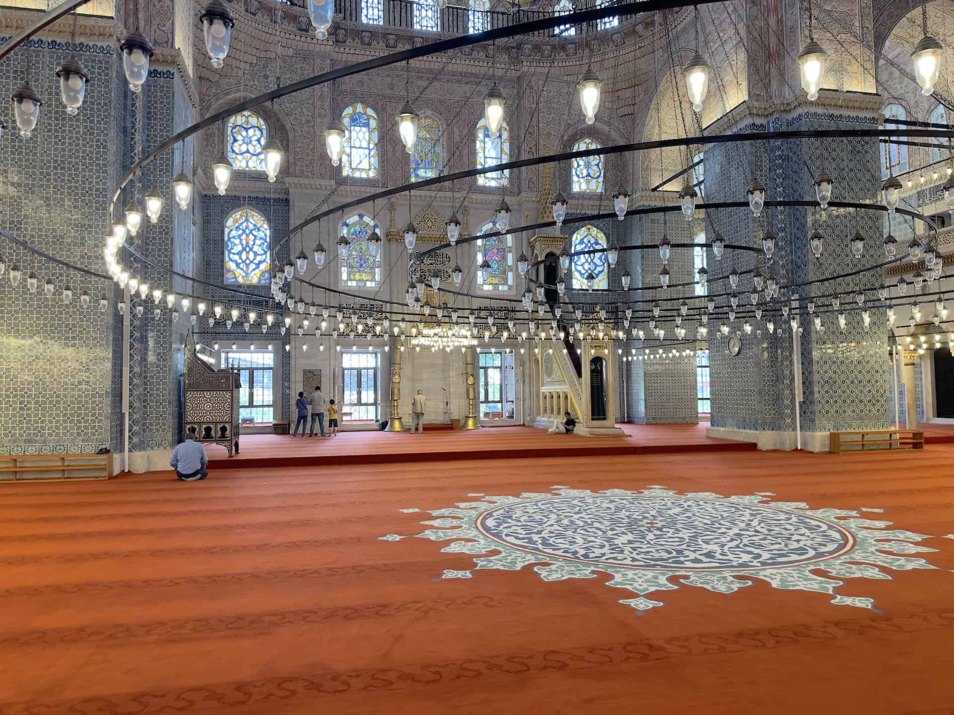 Prayer hall at the New Mosque in Istanbul, Turkey