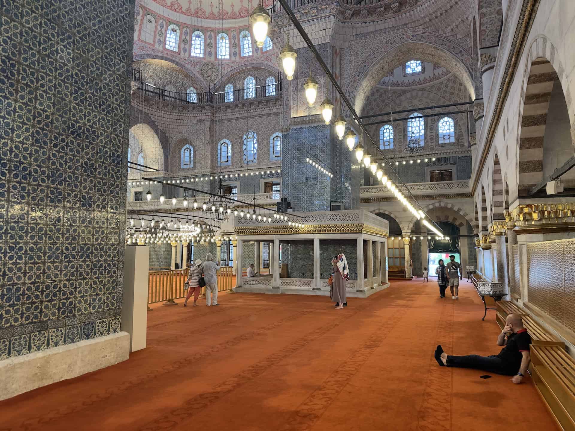 Rear of the prayer hall at the New Mosque in Istanbul, Turkey