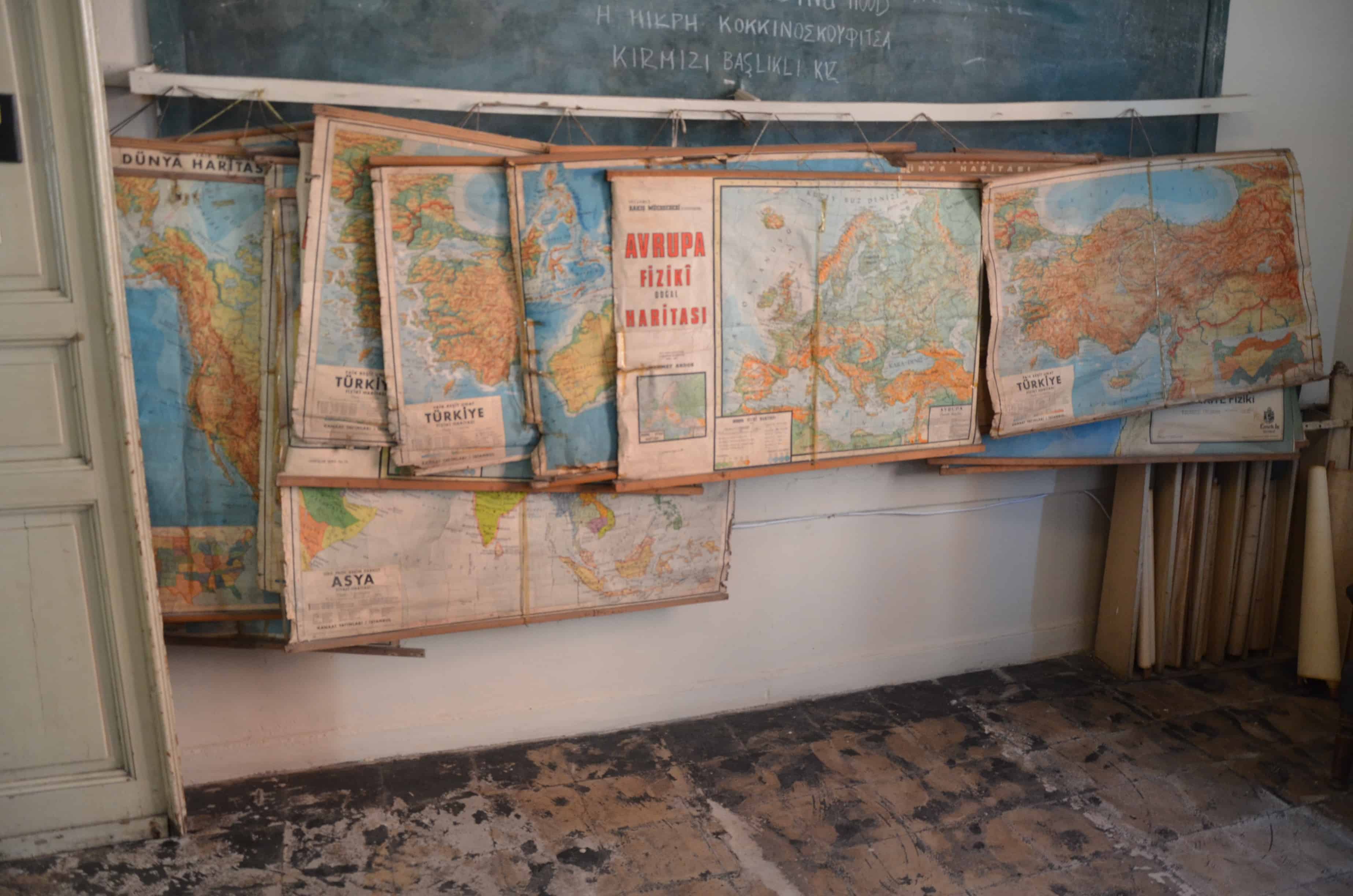 Old maps at Ioakimion School for Girls in Fener, Istanbul, Turkey
