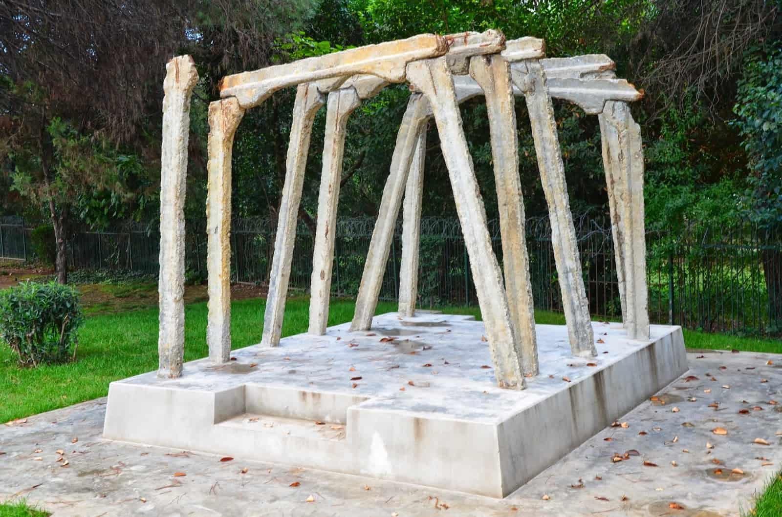 Postblloku Memorial – supports from the mine of Spaç in Tiranë, Albania