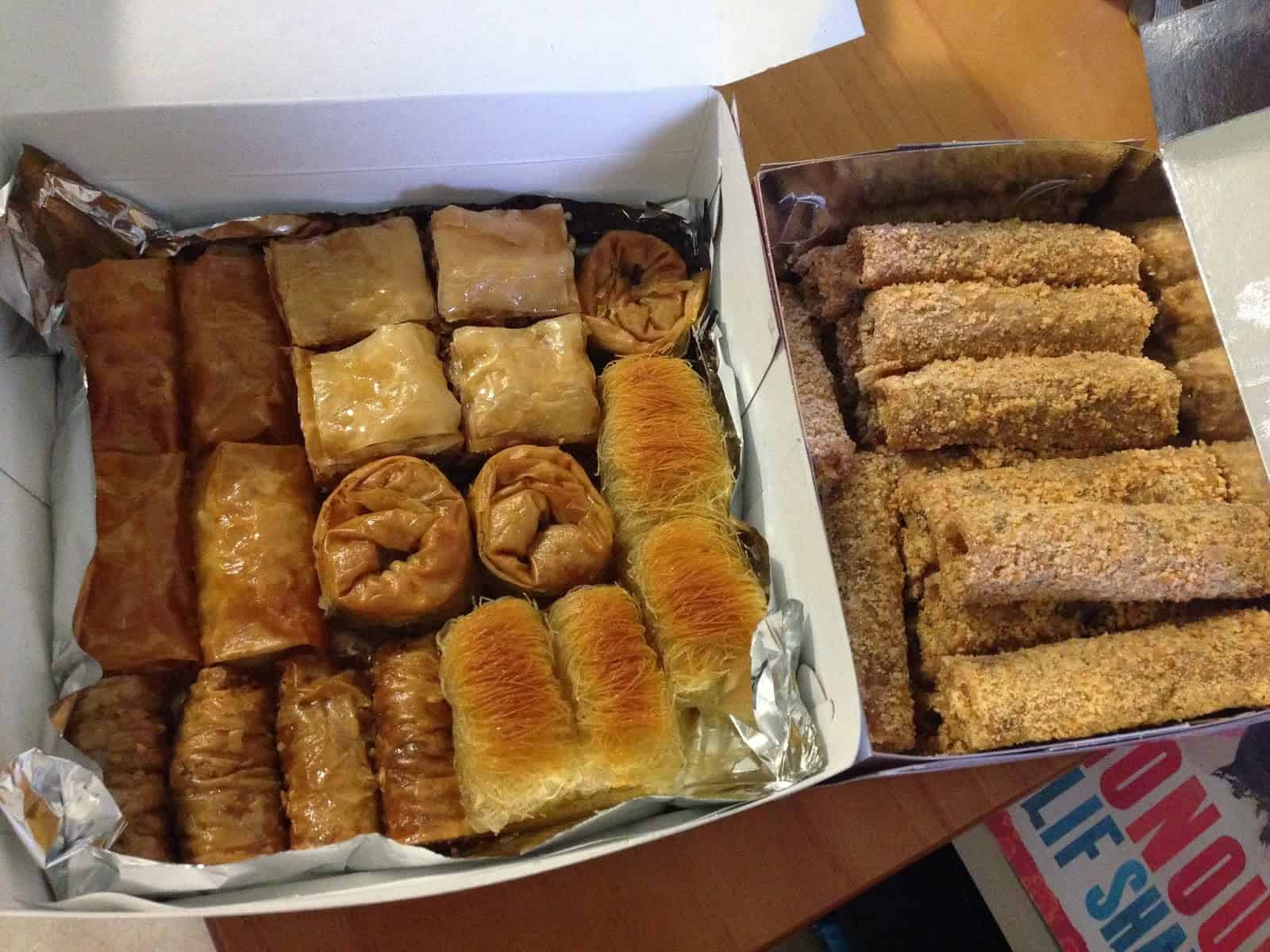 Greek pastries and masourakia (right) from Perfect in Armolia, Chios, Greece