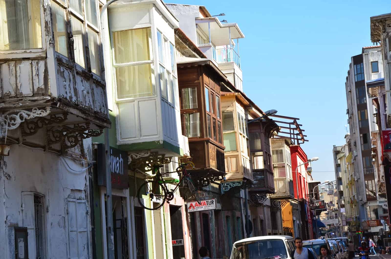 A street with old Ottoman homes in Alsancak in Izmir, Turkey