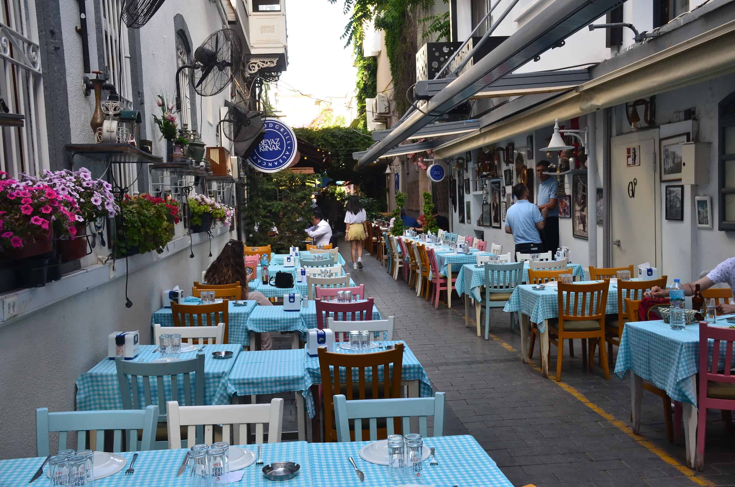 Outdoor restaurants in Alsancak, Izmir, Turkey