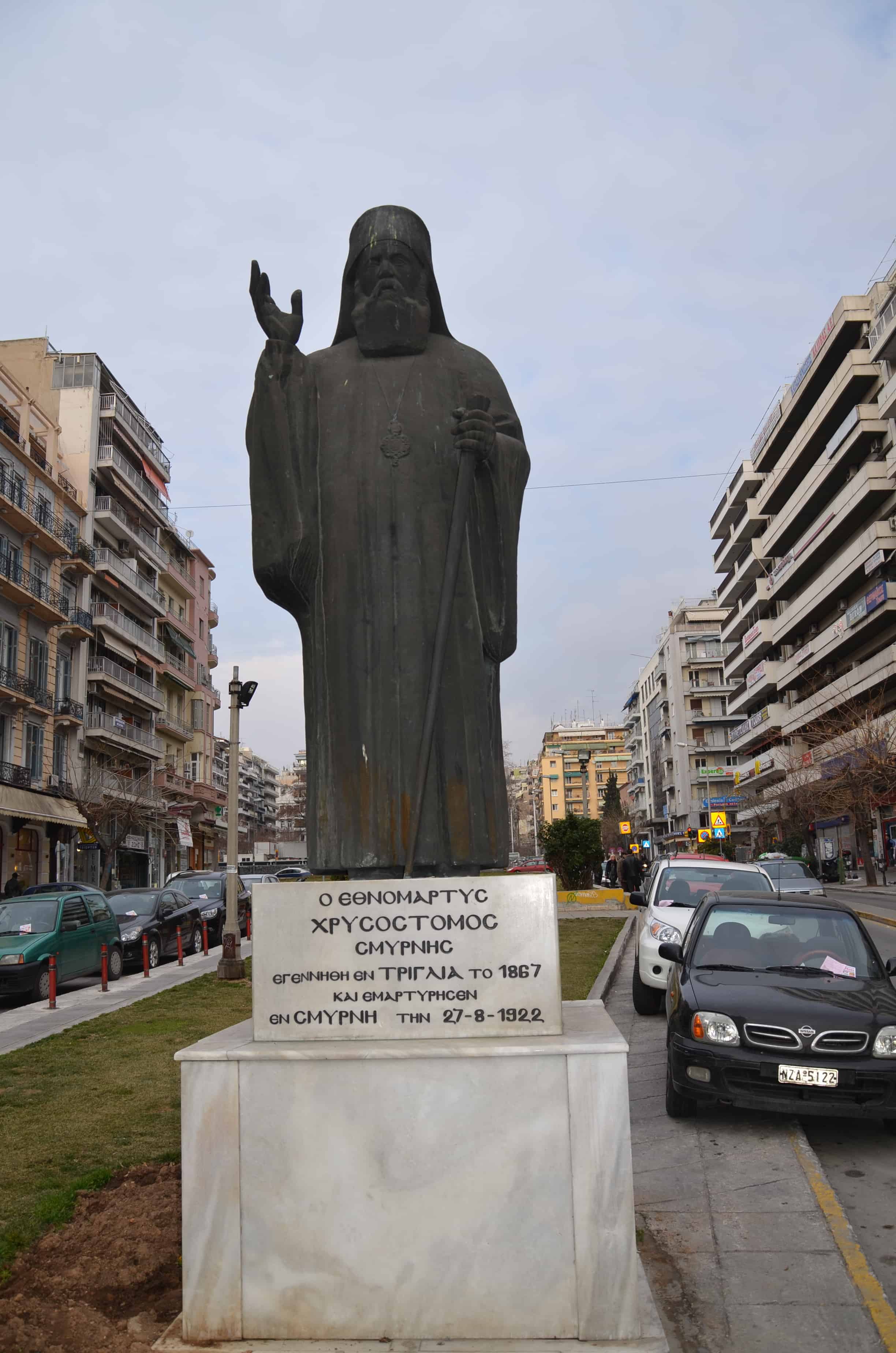 Statue of Chrysostomos of Smyrna in Thessaloniki, Greece