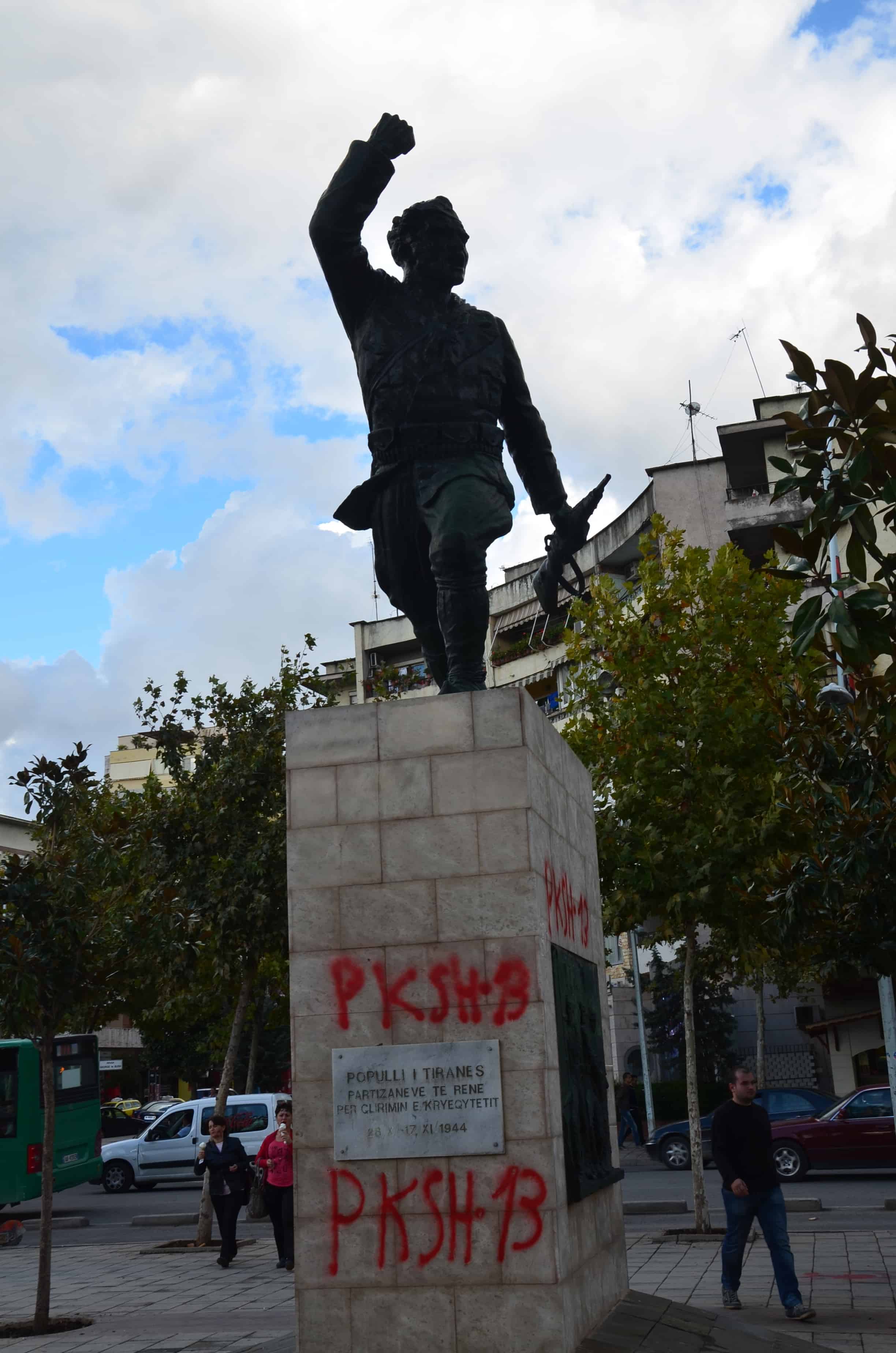 Unknown Partisan monument in Tiranë, Albania